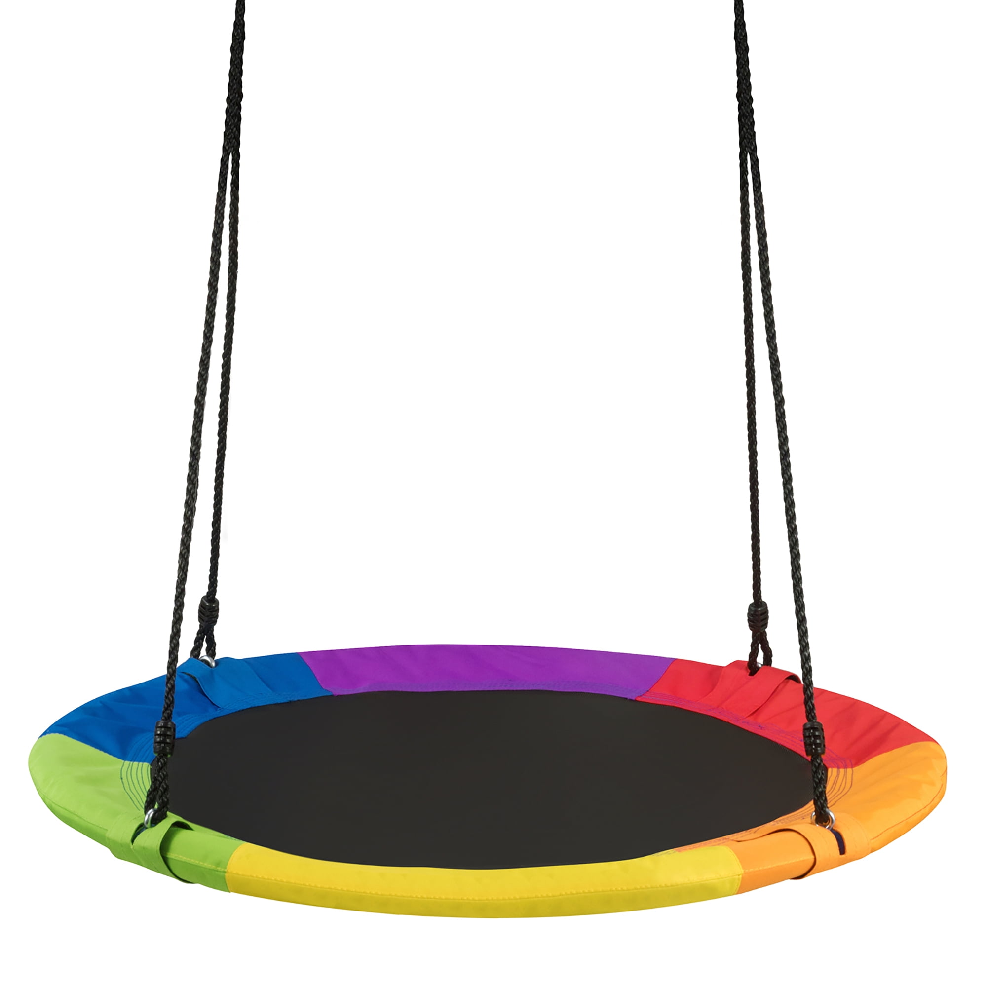 Costway 40'' Flying Saucer Tree Swing 900D Round Swing w/ Multi-ply Rope Colorful
