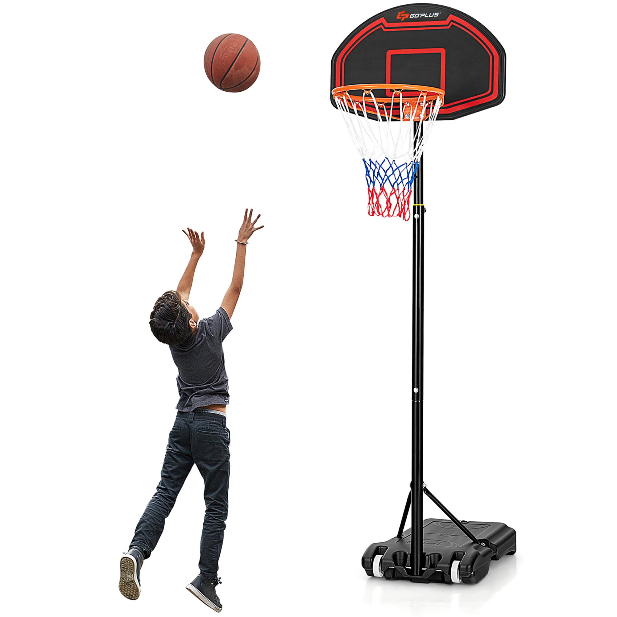 Costway 5.1ft-6.9ft Adjustable Height Shatterproof Outdoor Portable Basketball System (Kids)