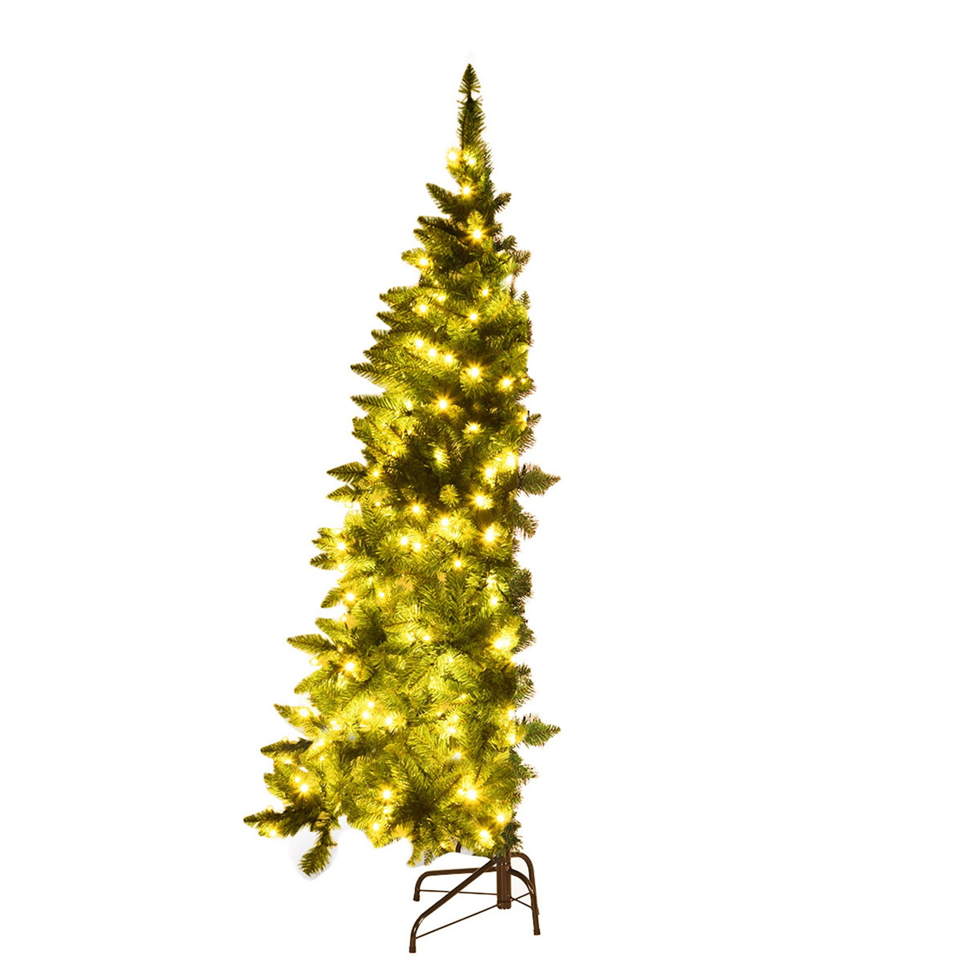 Costway 5ft Pre-lit PVC Artificial Half Christmas Tree 250 LED Lights