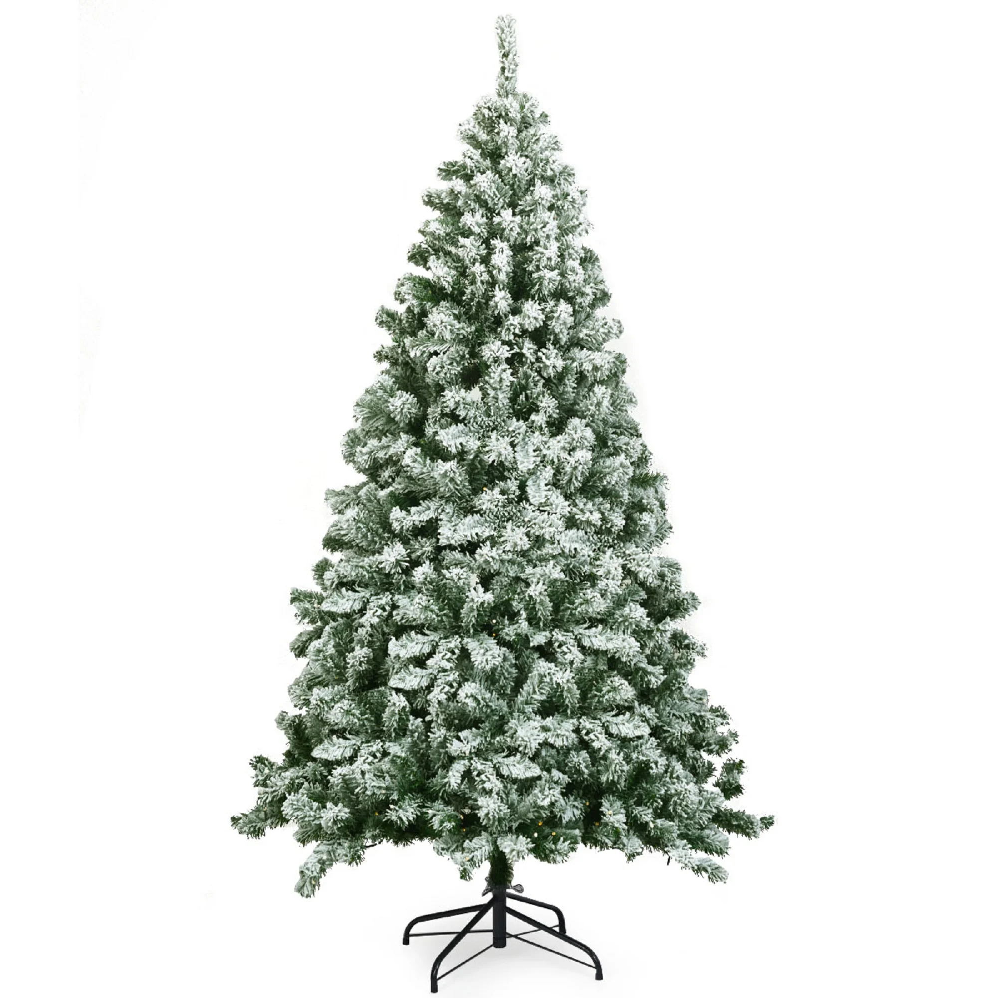 Costway 6FT Snow Flocked Artificial Christmas Tree Hinged w/928 Tips and Foldable Base