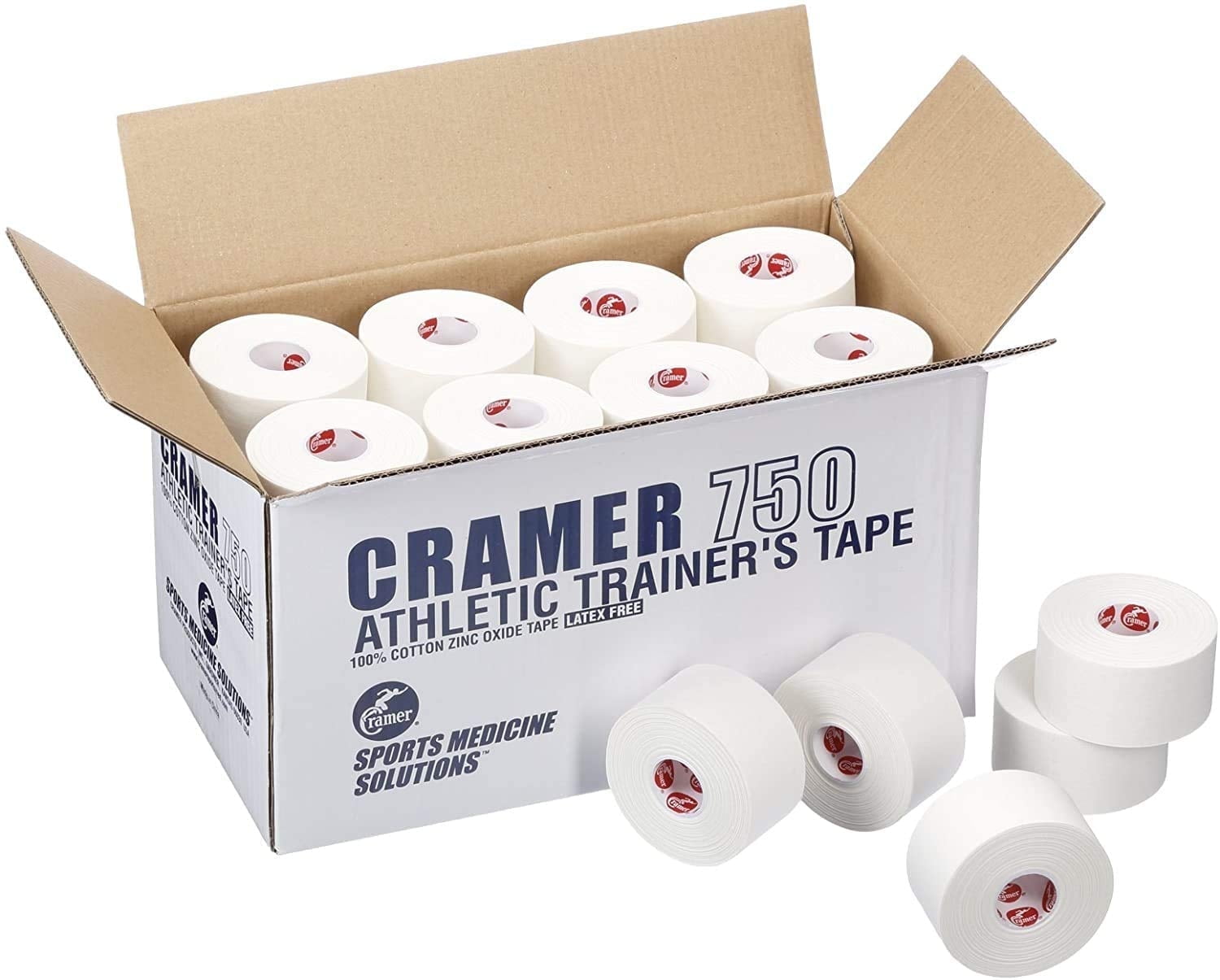 Cramer Team Color Athletic Tape, White, 1.5", Bulk 32 Roll Case