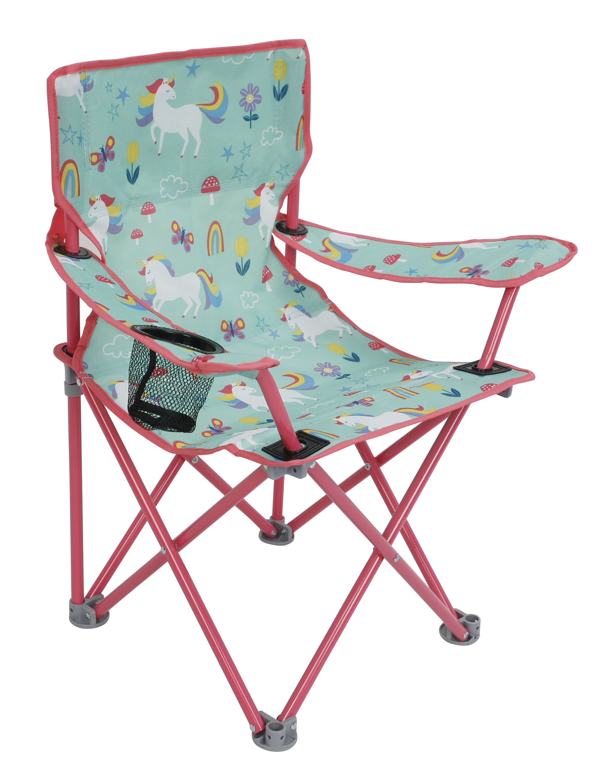 Crckt Kids Folding Camp Chair with Safety Lock, Unicorn Print, 125lb Capacity