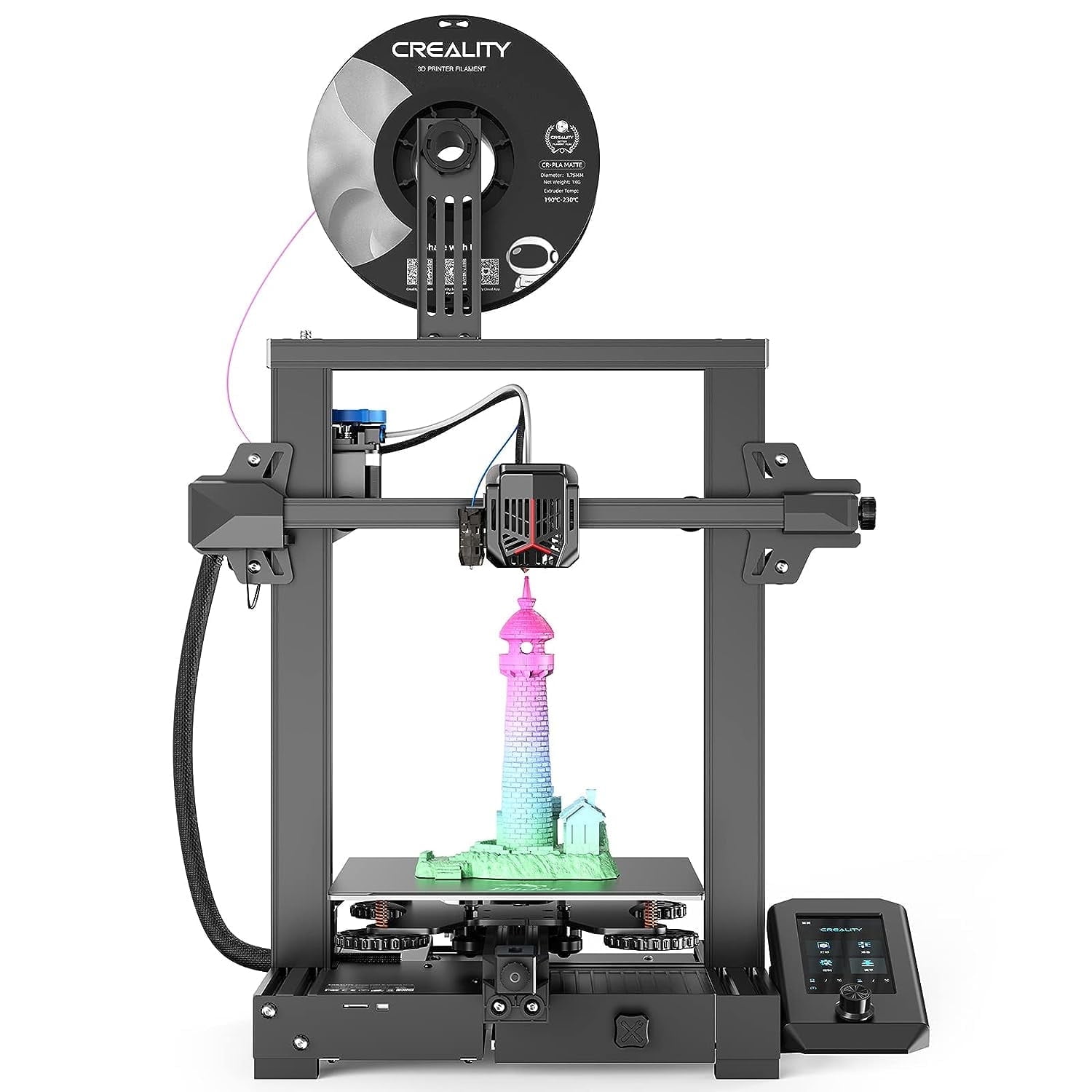 Creality Ender 3 V2 Neo 3D Printer with CR Touch Auto Leveling Kit PC Spring Steel Platform Full-Metal Extruder, 95% Pre-Installed with Resume Printing & Model Preview Function
