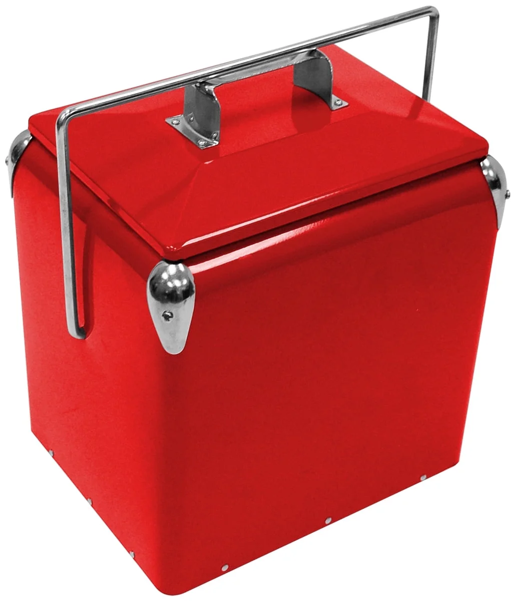Creative Outdoor Retro Cooler 12-Qt Outdoor Vintage Cooler Ice Chest for Drinks, Red