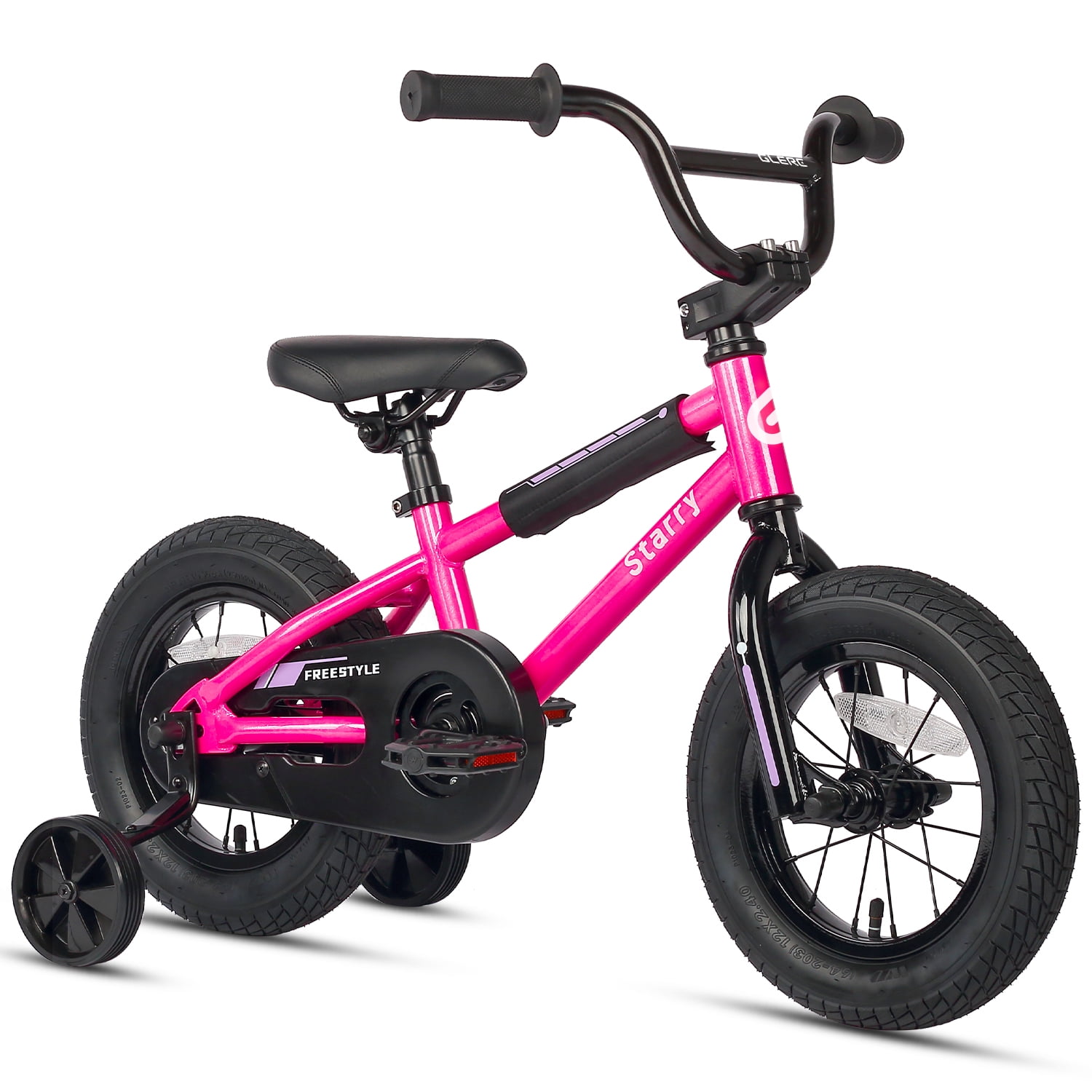 Glerc 12 inch Kids Bike for 1 2 3 4 Years Old Boys Girls Beiginner Toddlers Riders BMX Style Bicycle with Training Wheels Coaster Brake, Pink