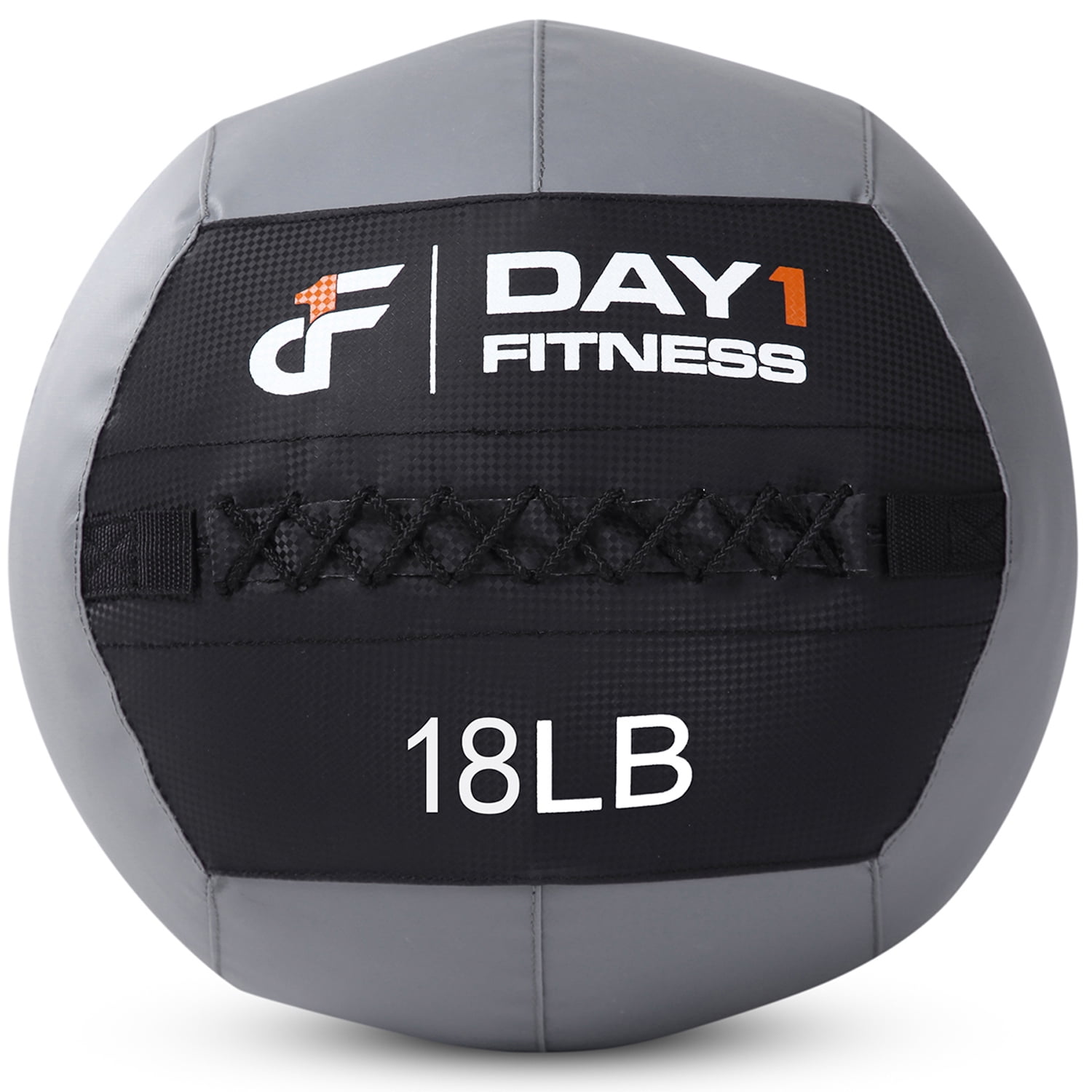 Day1Fitness Gray/Black Soft Wall Medicine Ball 18 Pounds