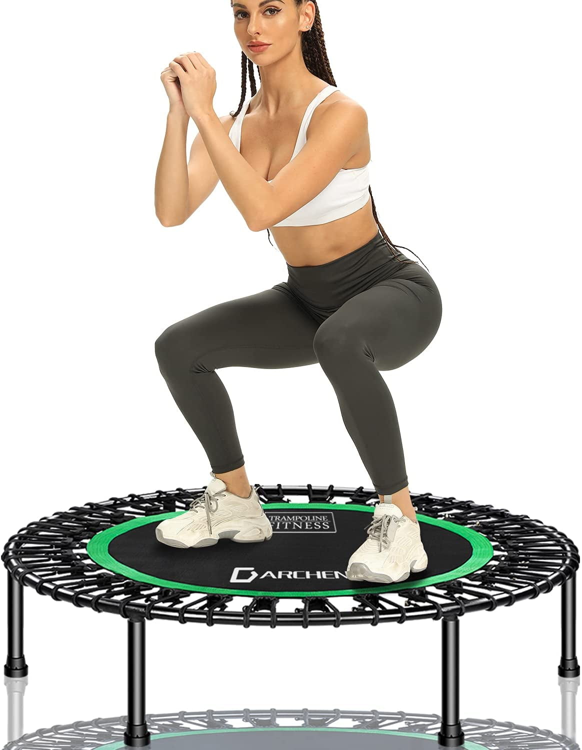 Darchen 450 lbs Mini Trampoline for Adults, Indoor Small Rebounder Exercise Trampoline for Workout Fitness for Quiet and Safely Cushioned Bounce, [40 Inch]