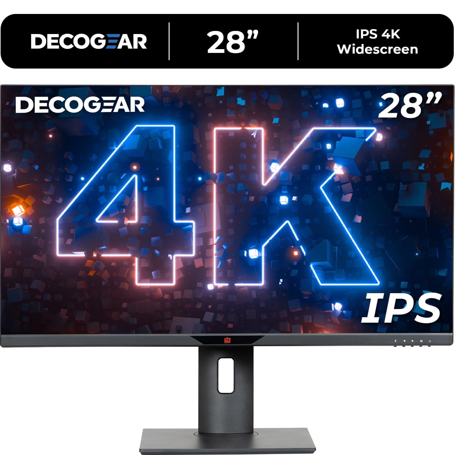 Deco Gear 28" 4K Ultrawide IPS Monitor, Crisp 3840x2160 Resolution, 60Hz Refresh Rate, 4ms with OD, Over 1 Billion Colors, 100% sRGB Color Accuracy, 16:9 Aspect Ratio, Ambient Backlighting