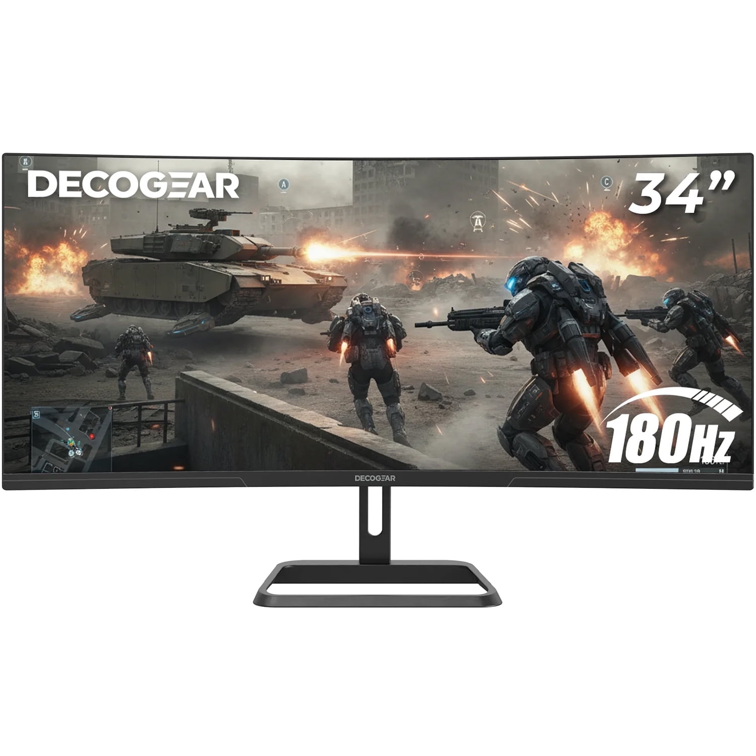 Deco Gear 34” Ultrawide Curved Gaming Monitor, 3440x1440, 180Hz, 21:9, 1ms MPRT