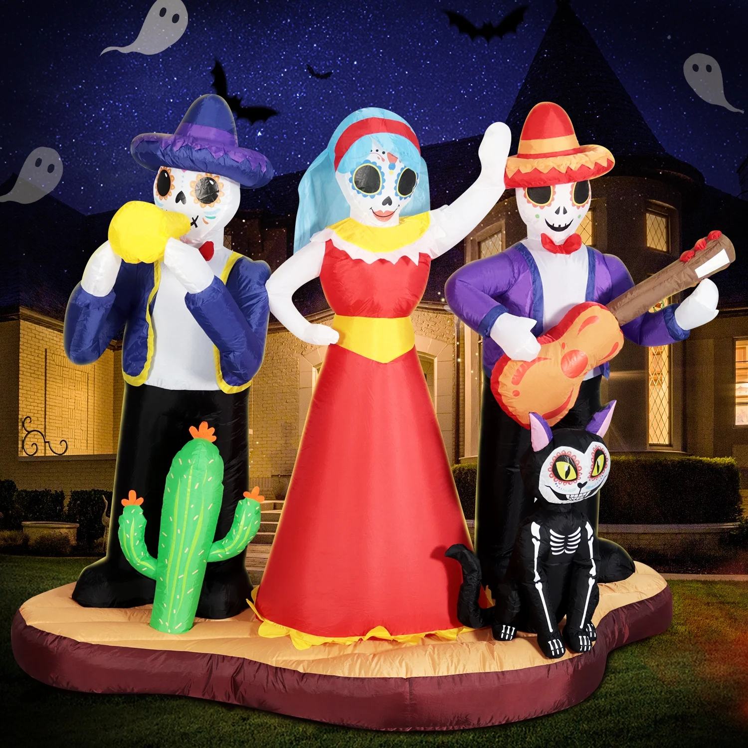 DeeKom Halloween Inflatable Decorations, Day of the Dead Blow up Outdoor Decor, Dia De Los Muertos