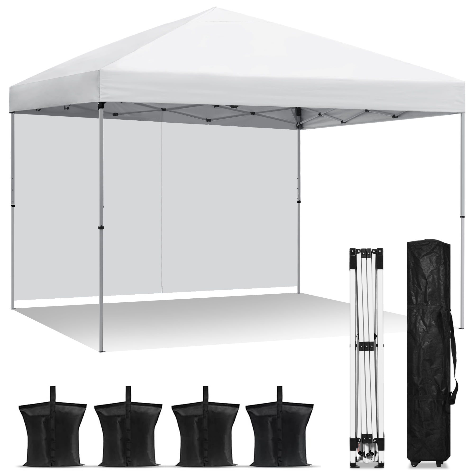 Dextrus 10ft x 10ft Outdoor Pop Up Canopy Tent with Removable Sidewall,White