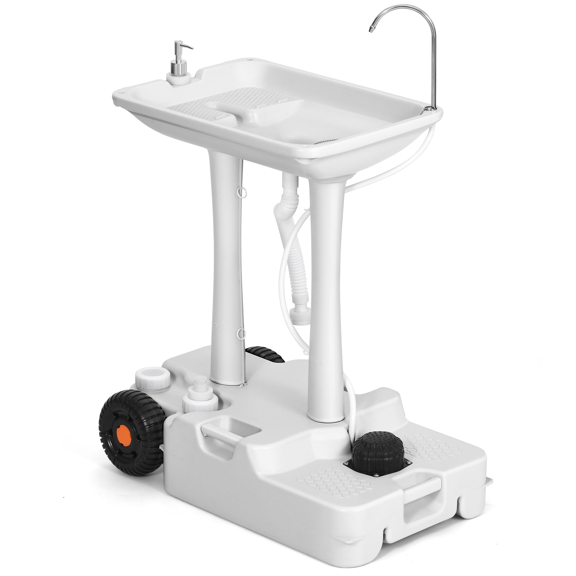 Dextrus 30L Portable Camping Sink with Rolling Wheels - White