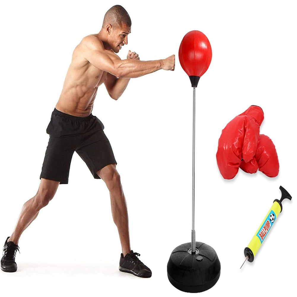 Delaman Punching Bag with Stand for Adults & Kids, Adjustable Height Freestanding Punching Ball Boxing Speed Bag, Ideal for MMA Reflex Speed Training, Fitness,Punching and Muscle Building