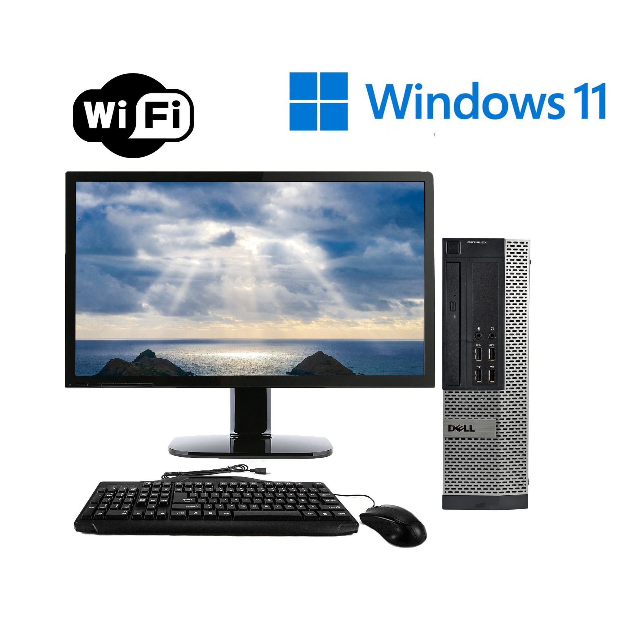 Windows 11 Pro Dell OptiPlex 9020 Desktop Computer, Intel Core i5 i5-4590 Quad-core (4 Core) 3.30 GHz, 8GB RAM DDR3 SDRAM, 1TB HDD, Small Form Factor, Black, Gray with 19" LCD Monitor