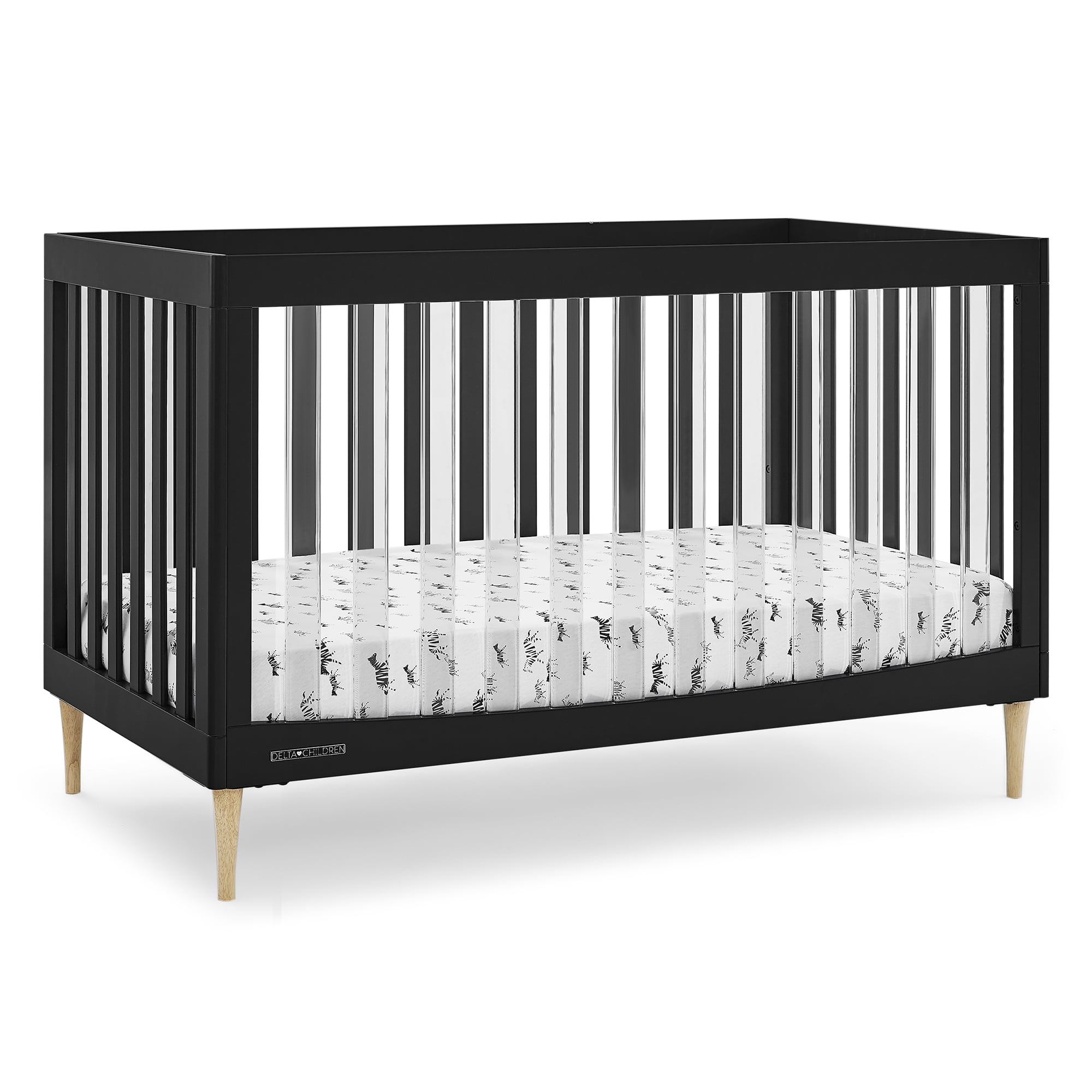 Delta Children Austin Acrylic 4-in-1 Convertible Baby Crib - Greenguard Gold Certified, Midnight Grey/Natural