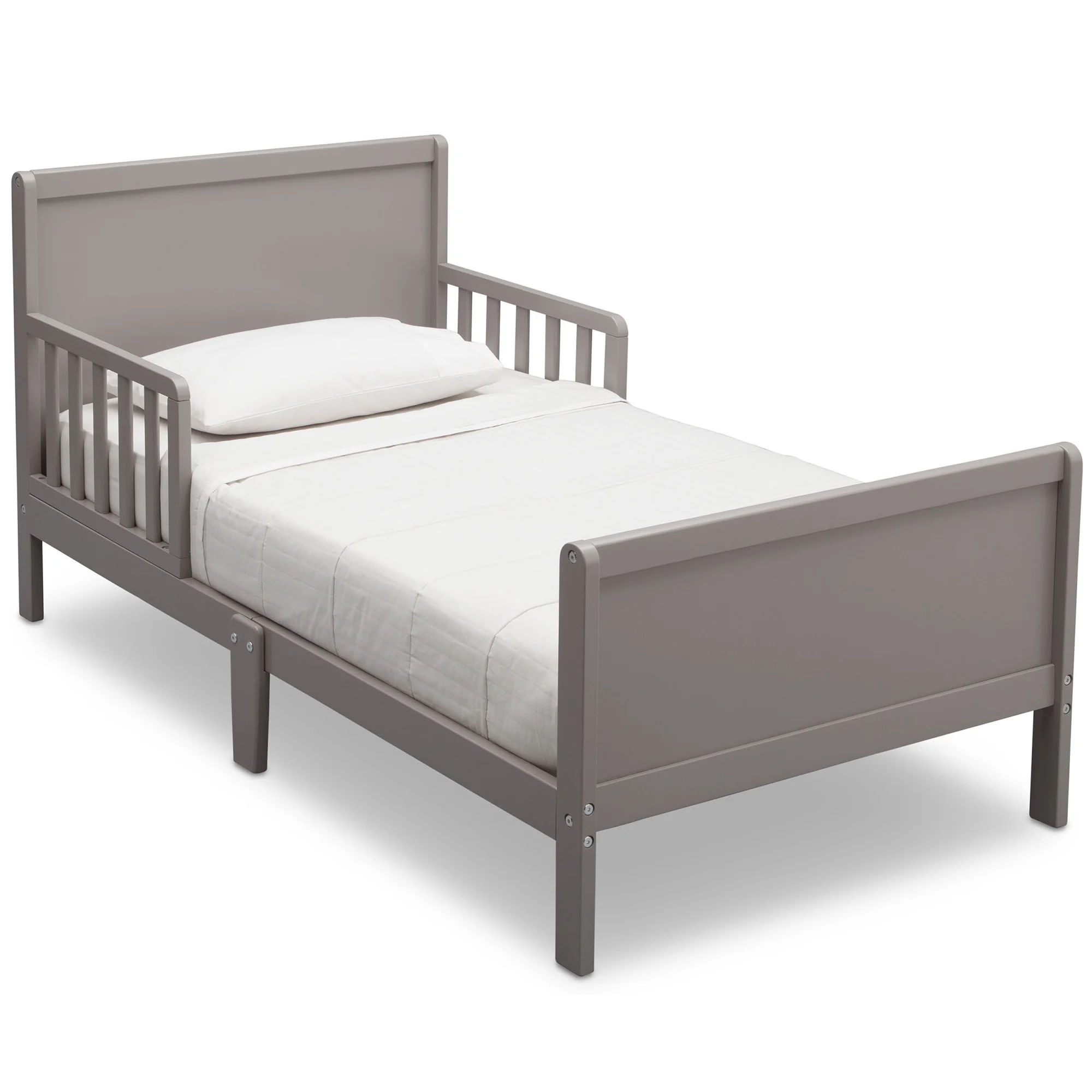 Delta Children Epic Wood Toddler Bed with Attached Guardrails, Grey