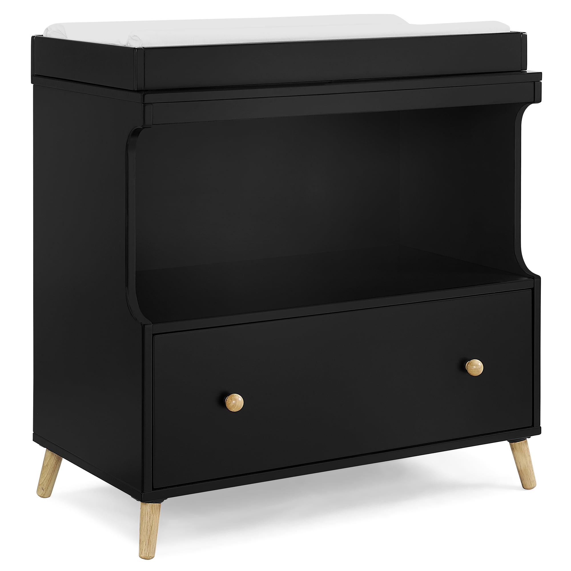 Delta Children Essex Convertible Changing Table with Drawer, Ebony/Natural