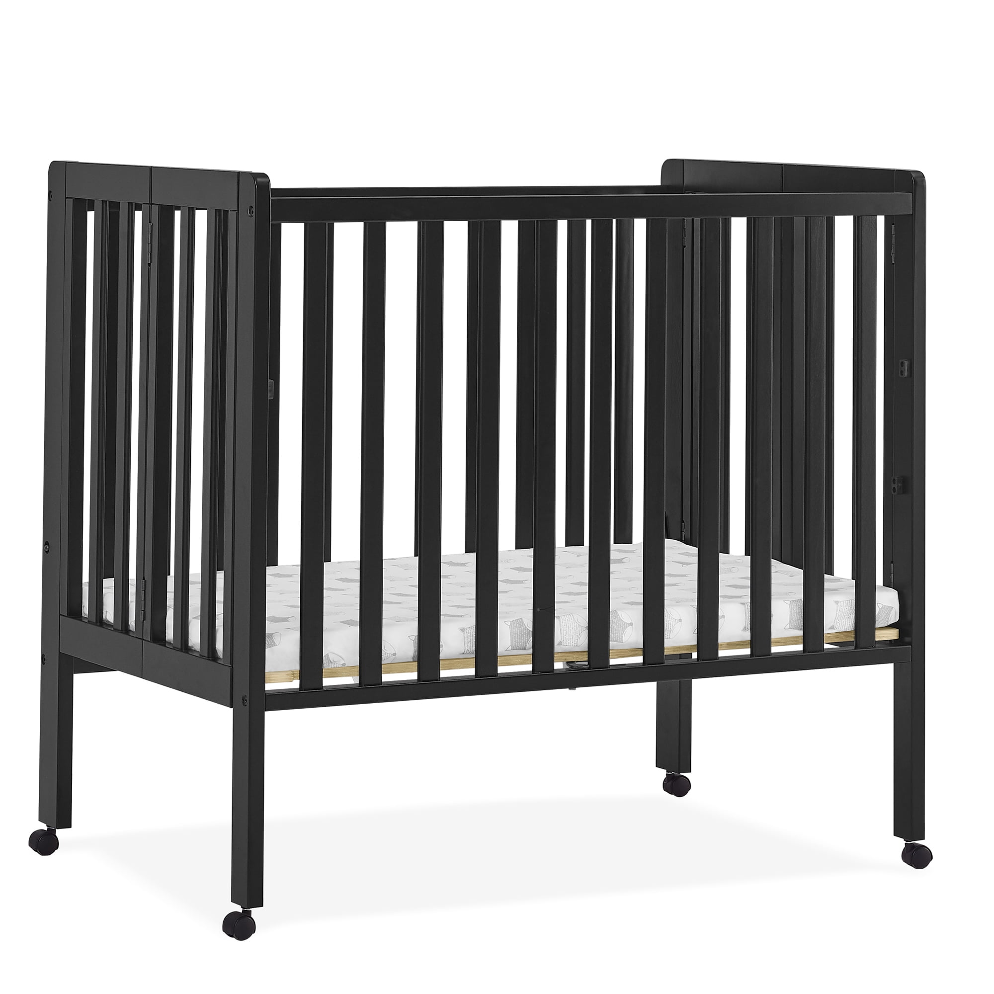 Delta Children Lee Portable Folding Mini Crib with 1.5-Inch Mattress - Greenguard Gold Certified, Black