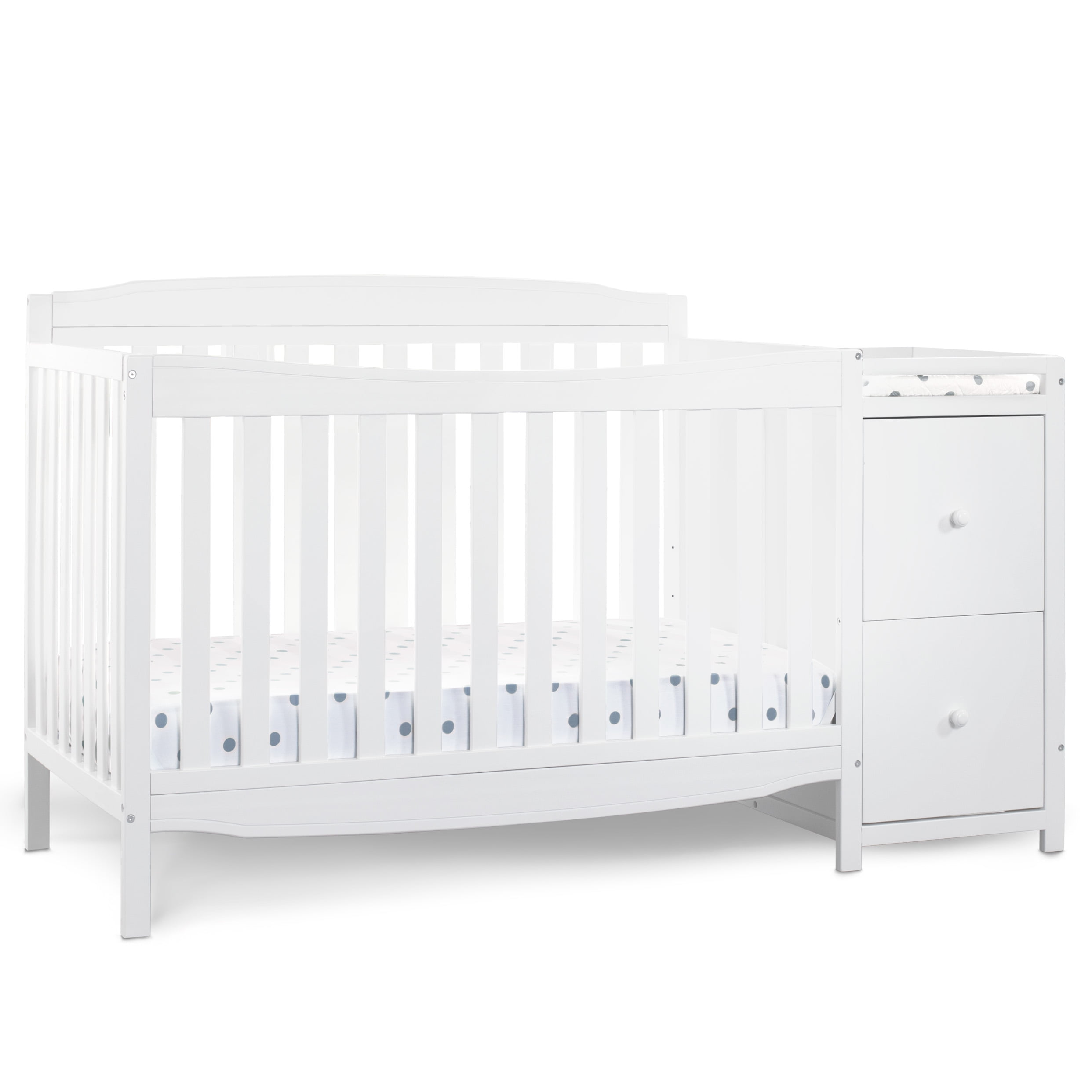 Delta Children Mason 6-in-1 Convertible Crib and Changer, Greenguard Gold Certified, Bianca White