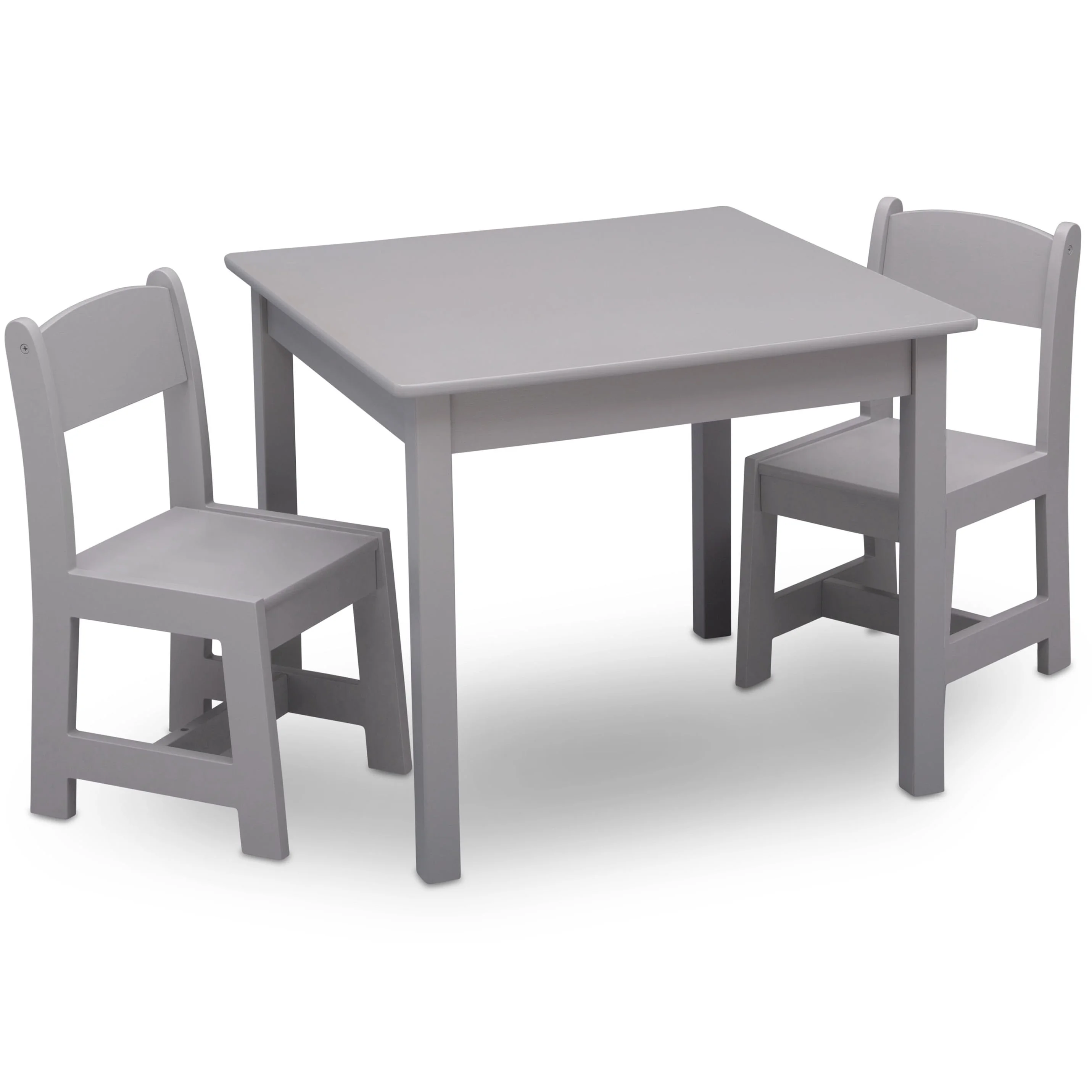 Delta Children MySize Wood Play Table and Chair Set (2 Chairs Included) - Greenguard Gold Certified, Grey