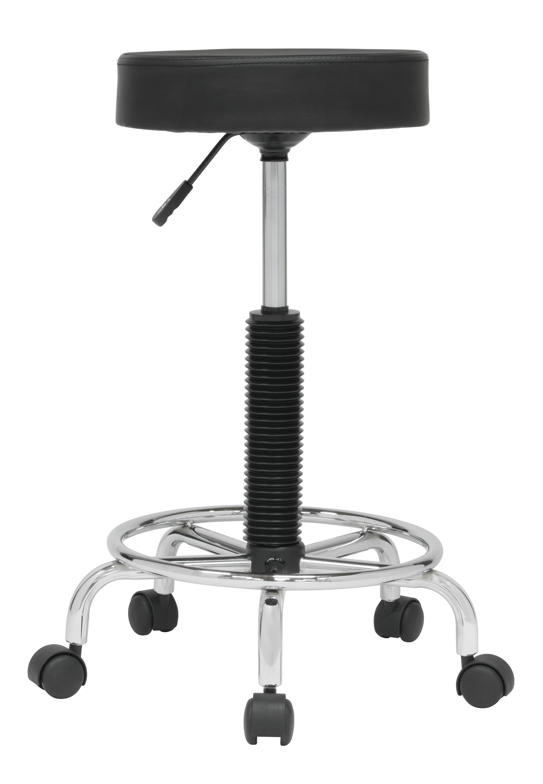 Studio Designs Deluxe Padded Height Adjustable Office, Salon, or Studio Swivel Rolling Stool Chrome/Black