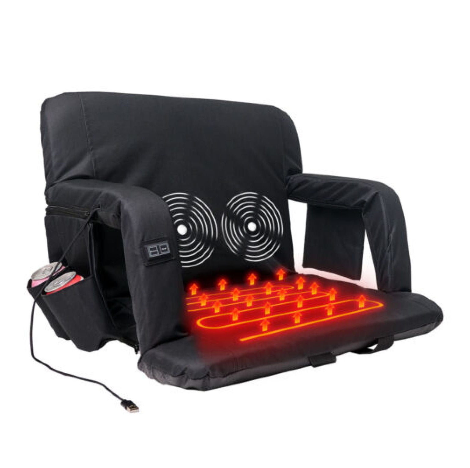 Depot Esh Reclining Heated Massage Stadium Seat , 21" / 25" Wide Back Support Chair