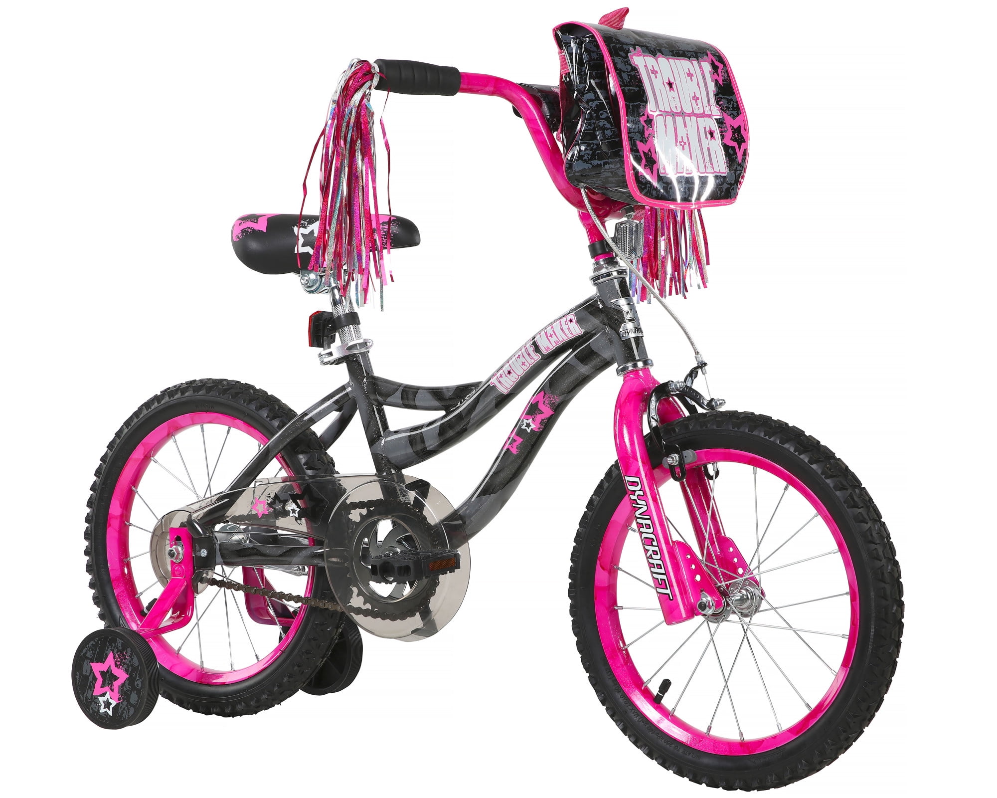 Dynacraft 16-inch Trouble Maker BMX Girls Bike – Fun Ride for Ages 5-7, Includes Training Wheels