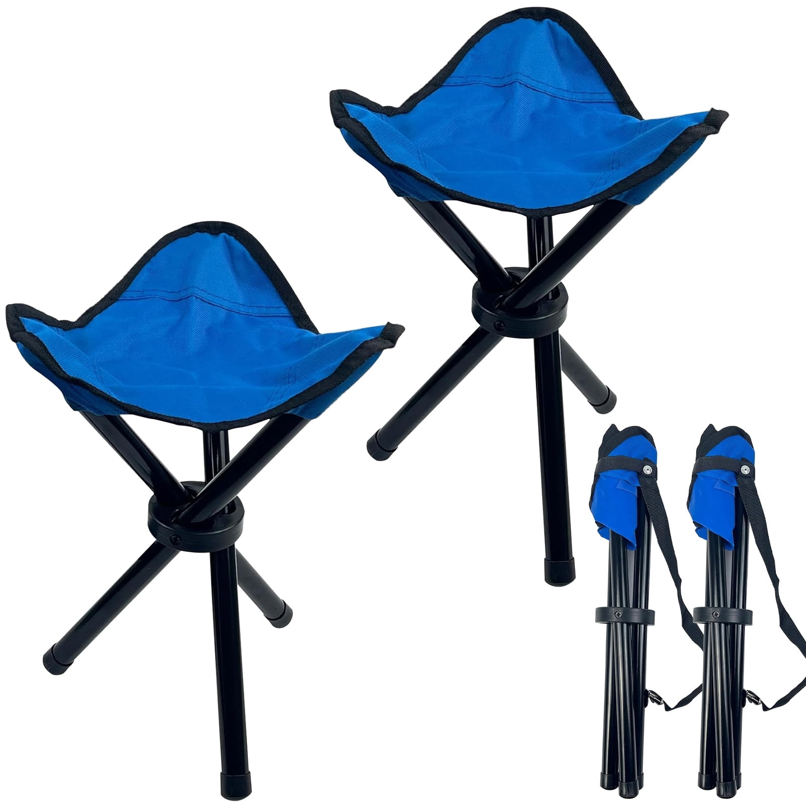 DIY.STORE 2 Pack Folding Camping Stool Portable14.96 inchs High Fishing Chair Seat for Camping Fishing Hiking Gardening and Beach,Blue