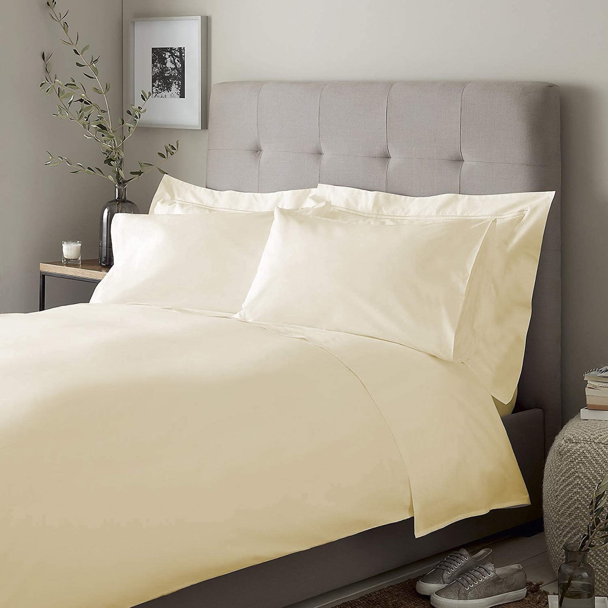 DIPASONA Exclusive 1000 Thread Count 100% Egyptian Cotton Sheets, Breathable Bed Sheets & Pillowcases, Fits up to 18" Inches Deep Pockets, (Ivory)