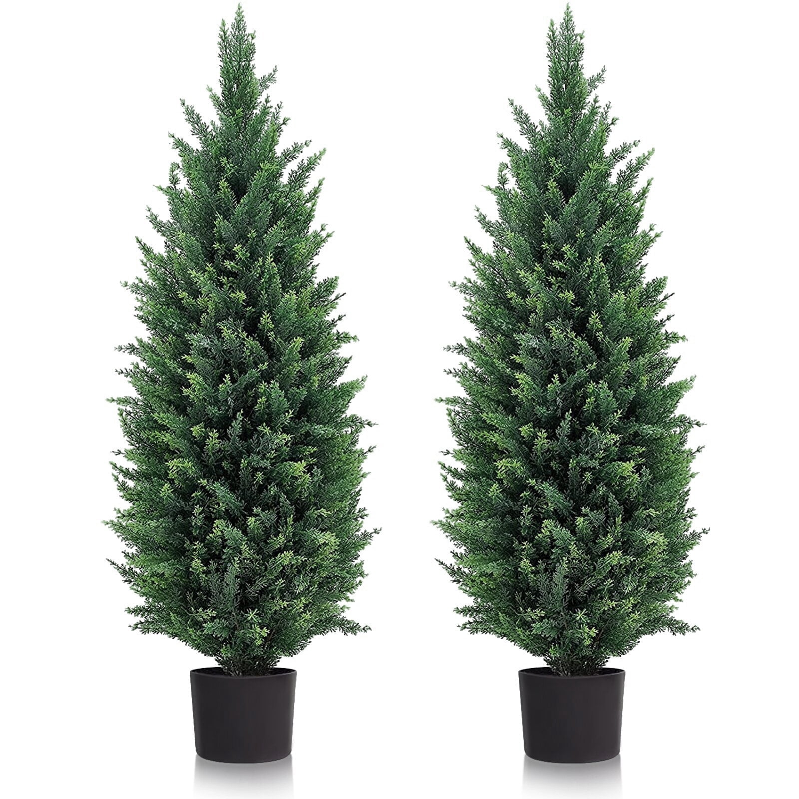 DLD Artificial Cedar Tree 2 Pack 3 ft Outdoor Faux Plants Artificial Topiary Fake Tree UV Rated Potted Plants Decor Faux Pine Tree for Perfect Housewarming Gift