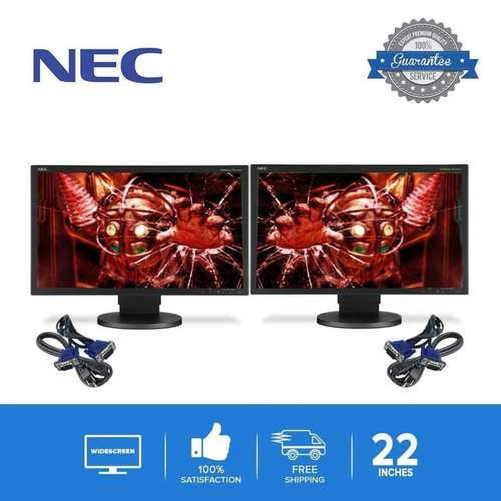 DUAL 22" LCD Flat Panel Computer Monitor, Black, (Used), 2 Count