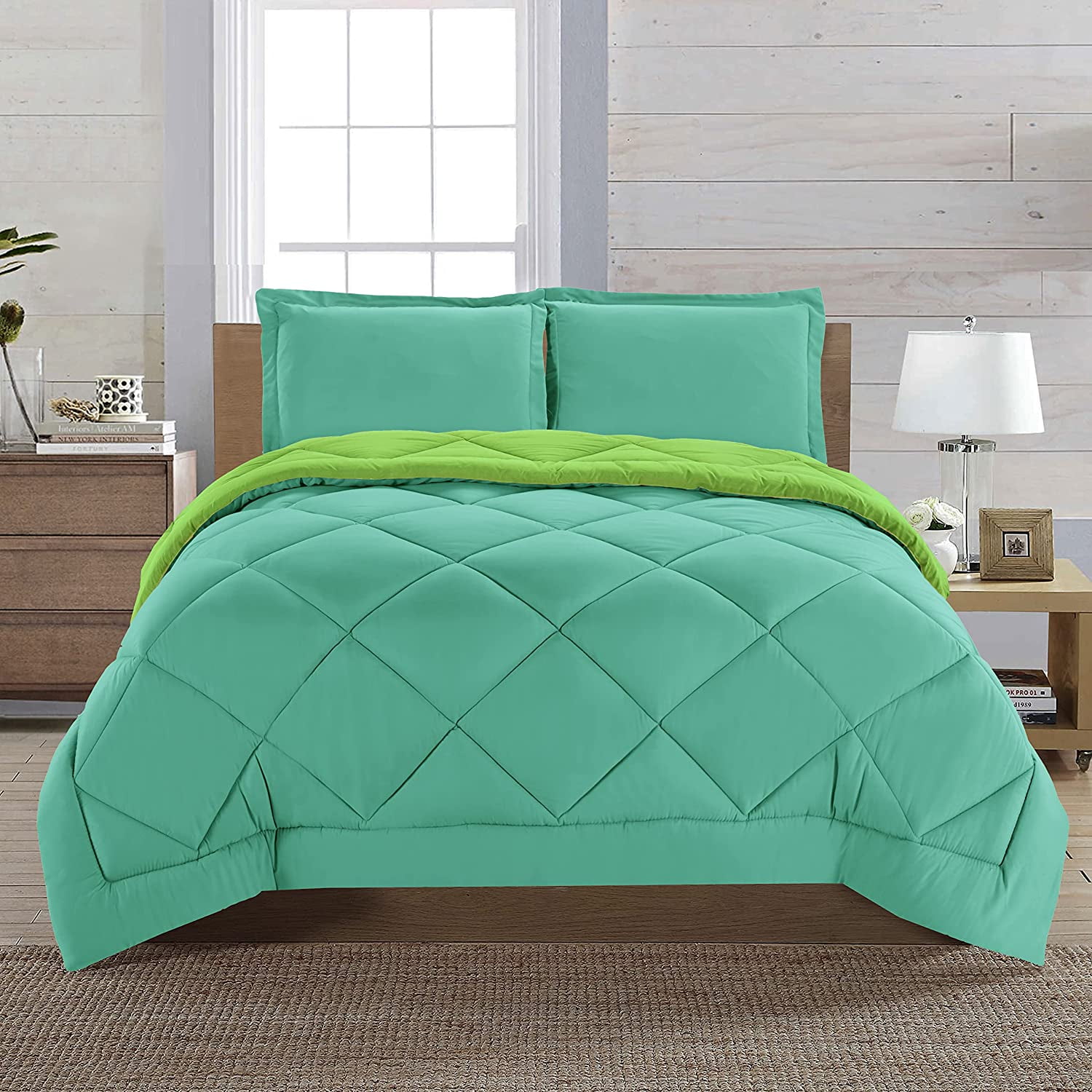 Down Alternative 2pc Comforter Set Twin, AquaLime