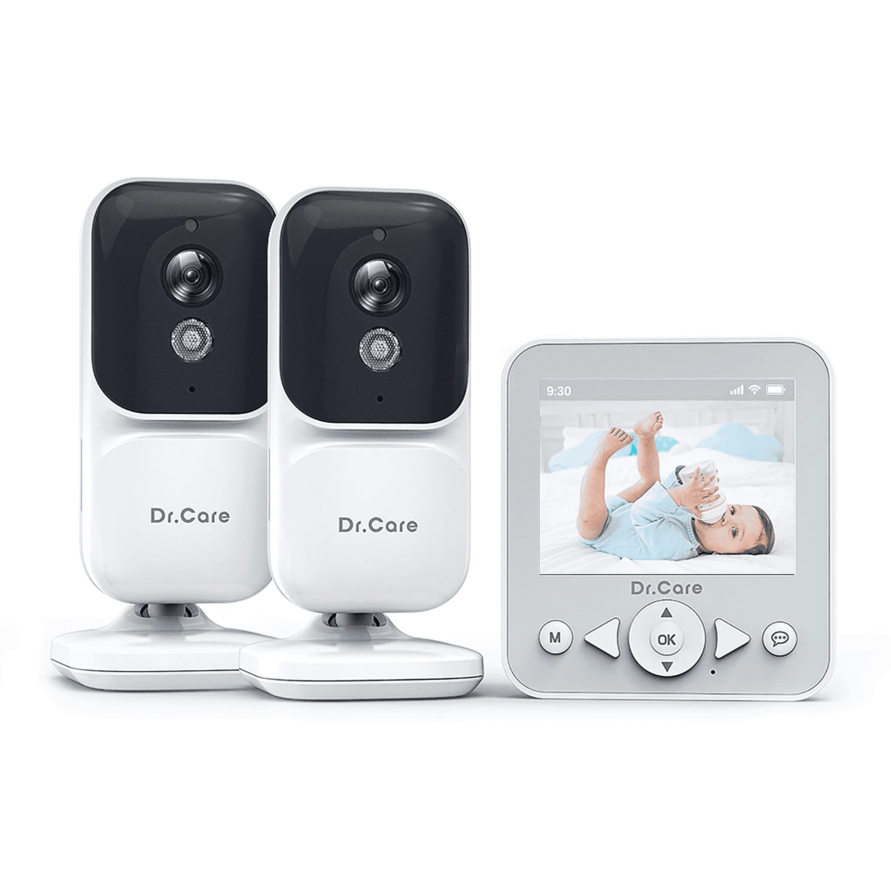 Dr.Care 2.8" HD Video Baby Monitor with 2 Camers, Night Vision, 2-Way Talk, Real Time, VOX , Temperature