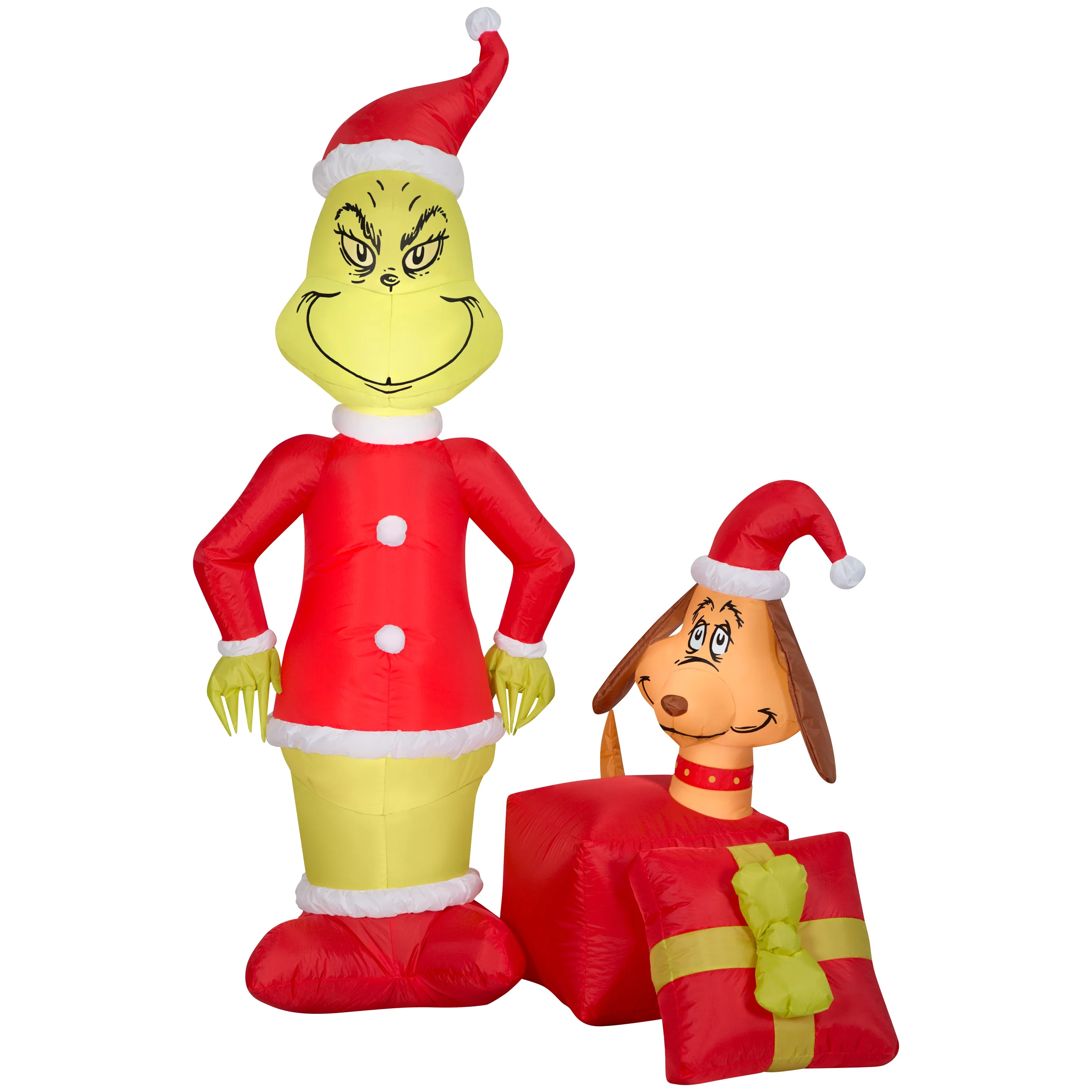 Dr. Seuss 5.5 Foot Grinch with Max Popping Out of a Present