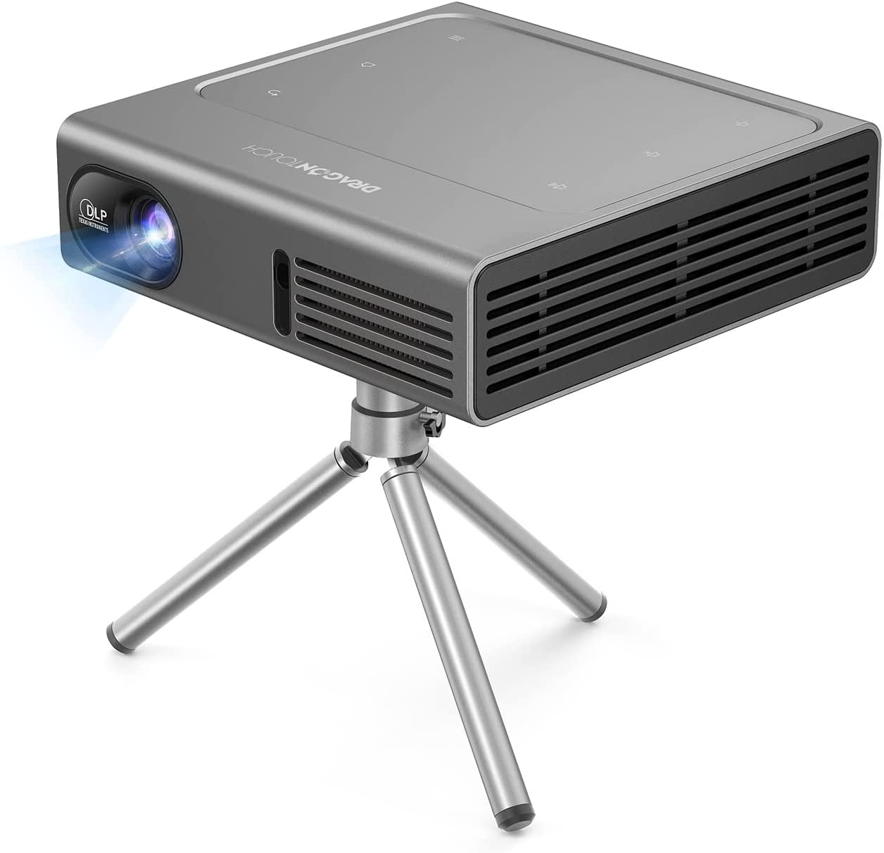 Dragon Touch Portable Mini Projector, 150 ANSI Lumen 1080P Supported DLP Home Theater Projector with Android 7.1 OS, 150" Display Trackpad Design, Wireless and Wired Screen Sharing
