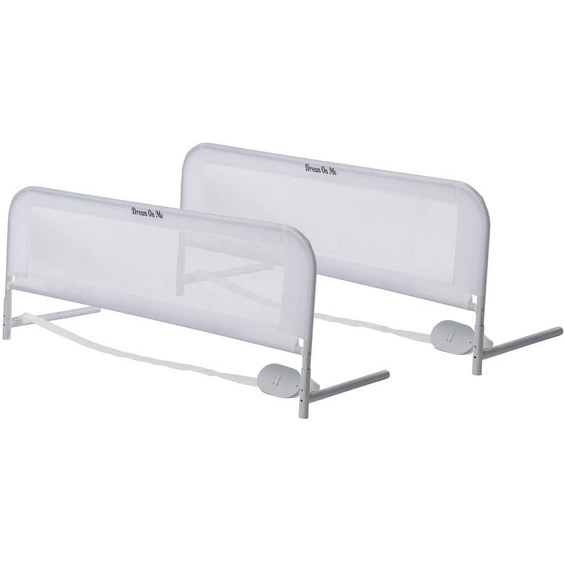 Dream On Me Adjustable Mesh Bed Rail in White, Two Height Levels, Breathable & Durable Fabric, Lightweight and Portable Bed Rail for Toddlers