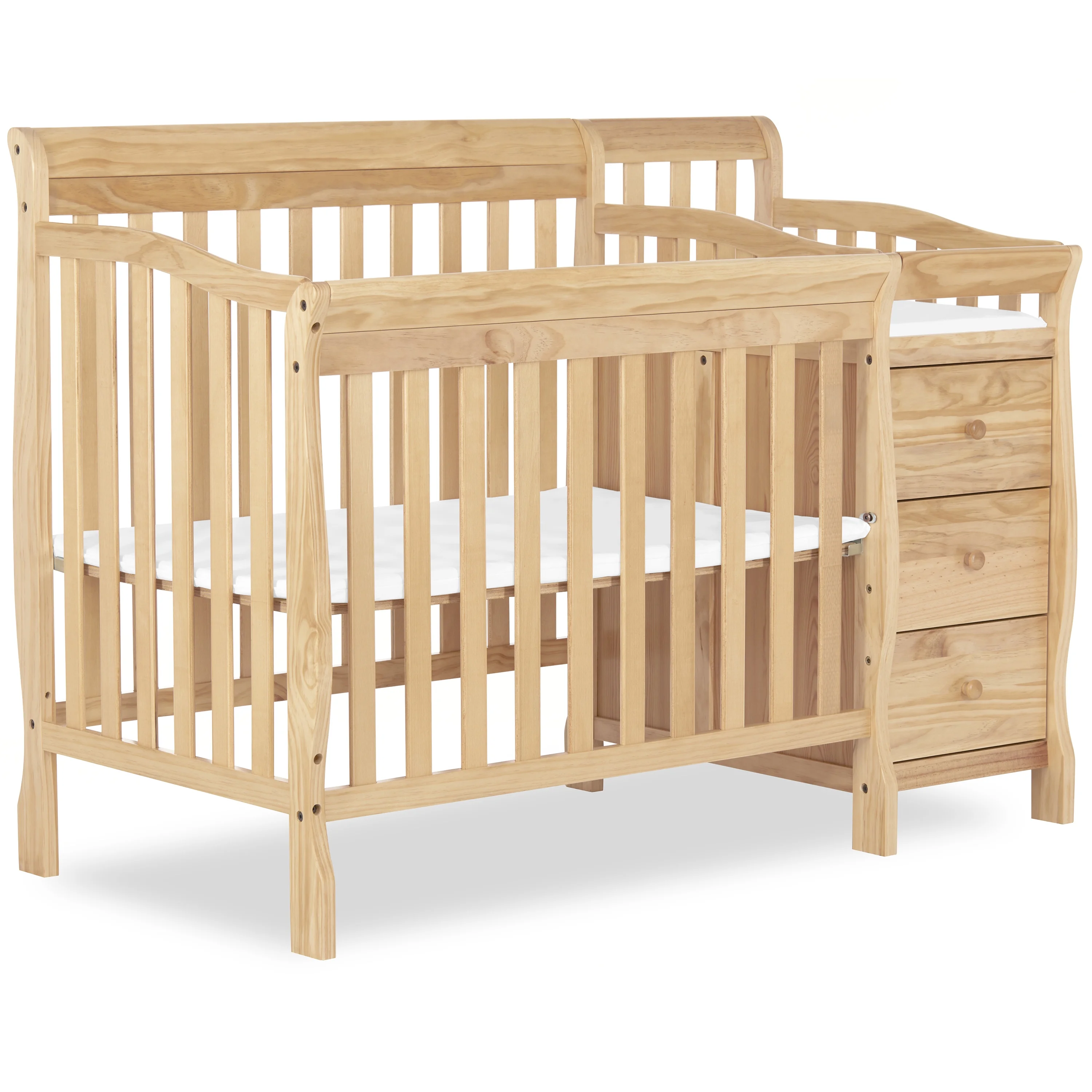 Dream On Me Jayden 4-in-1 Convertible Mini Crib with Changer Natural