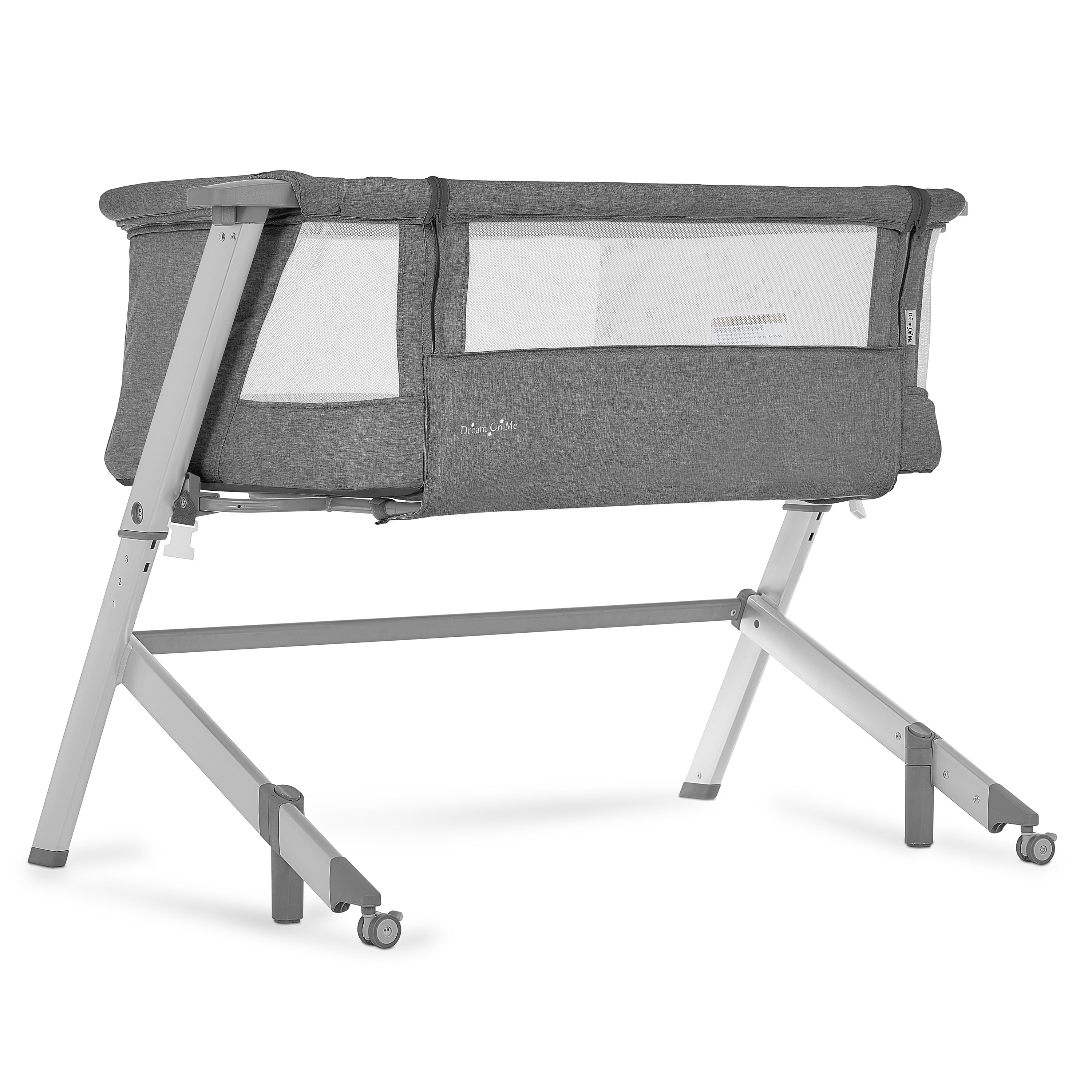 Dream On Me Skylar Bassinet and Bedside Sleeper, JPMA Certified, Easy to Fold & Carry, Grey