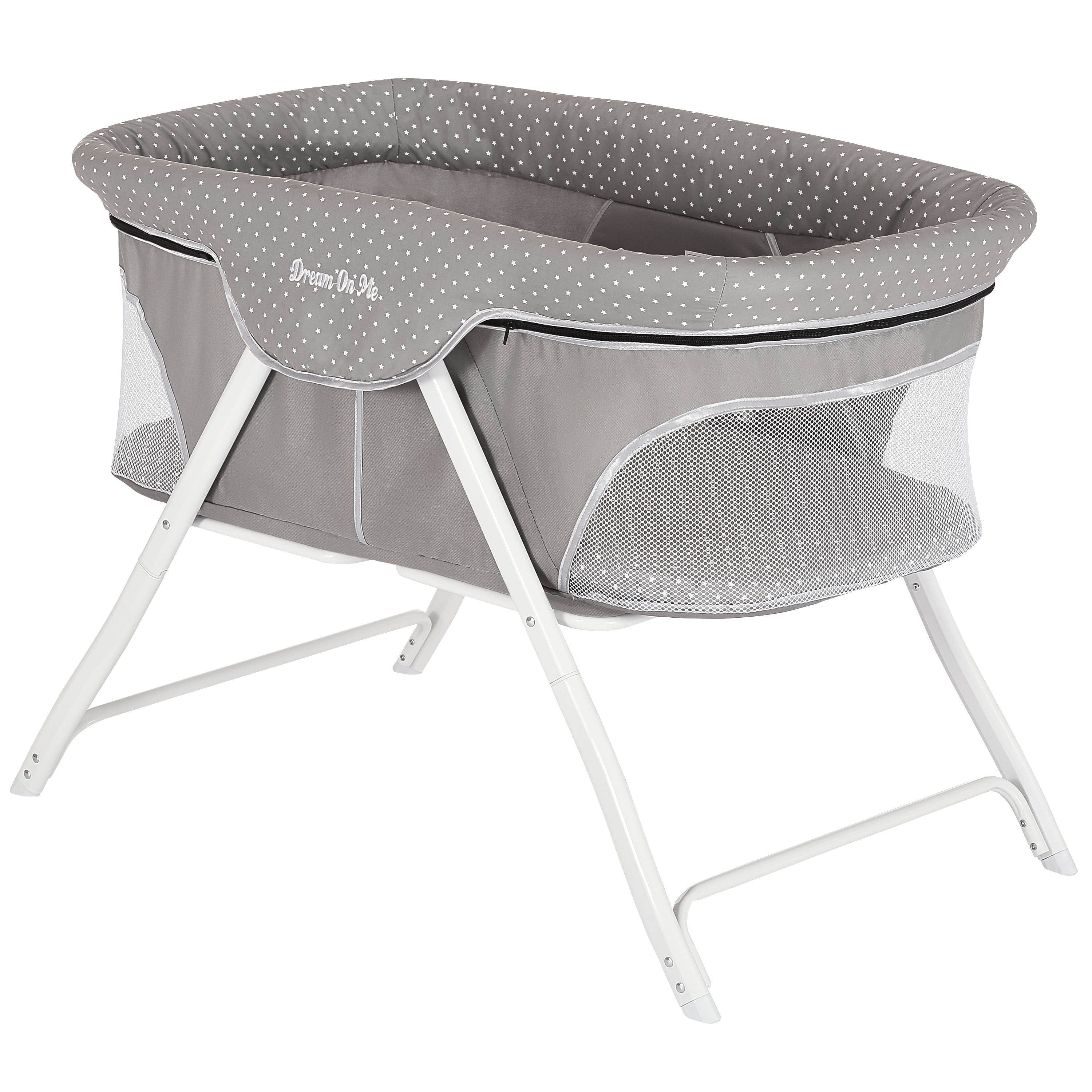 Dream On Me Traveler Portable Bassinet in Twinkle Grey, Lightweight and Breathable Mesh Design