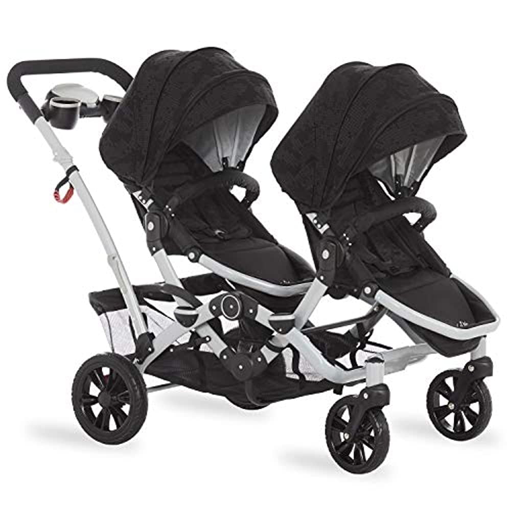 Dream On Me Track Tandem Double Umbrella Stroller with Canopy, Black