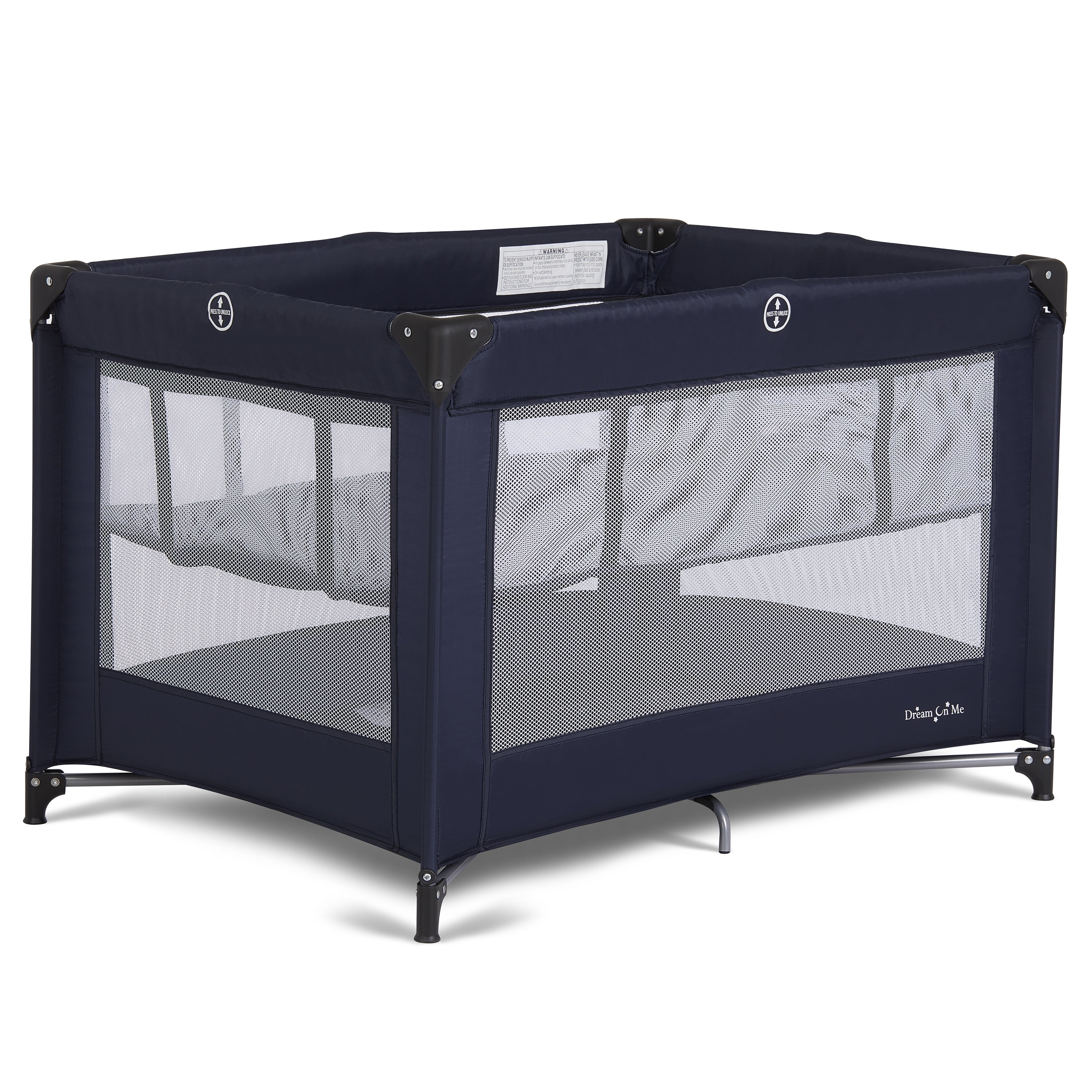 Dream On Me Zazzy Portable Play yard with Bassinet, Navy