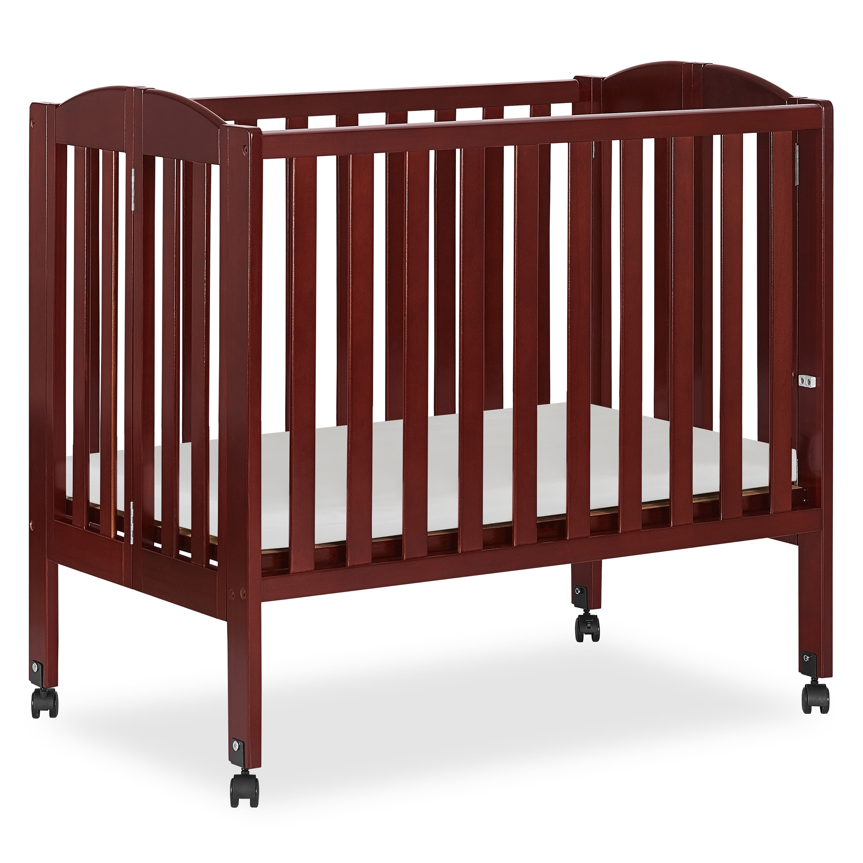 Dream On Me 2-in-1 Folding Portable Mini Crib, Cherry
