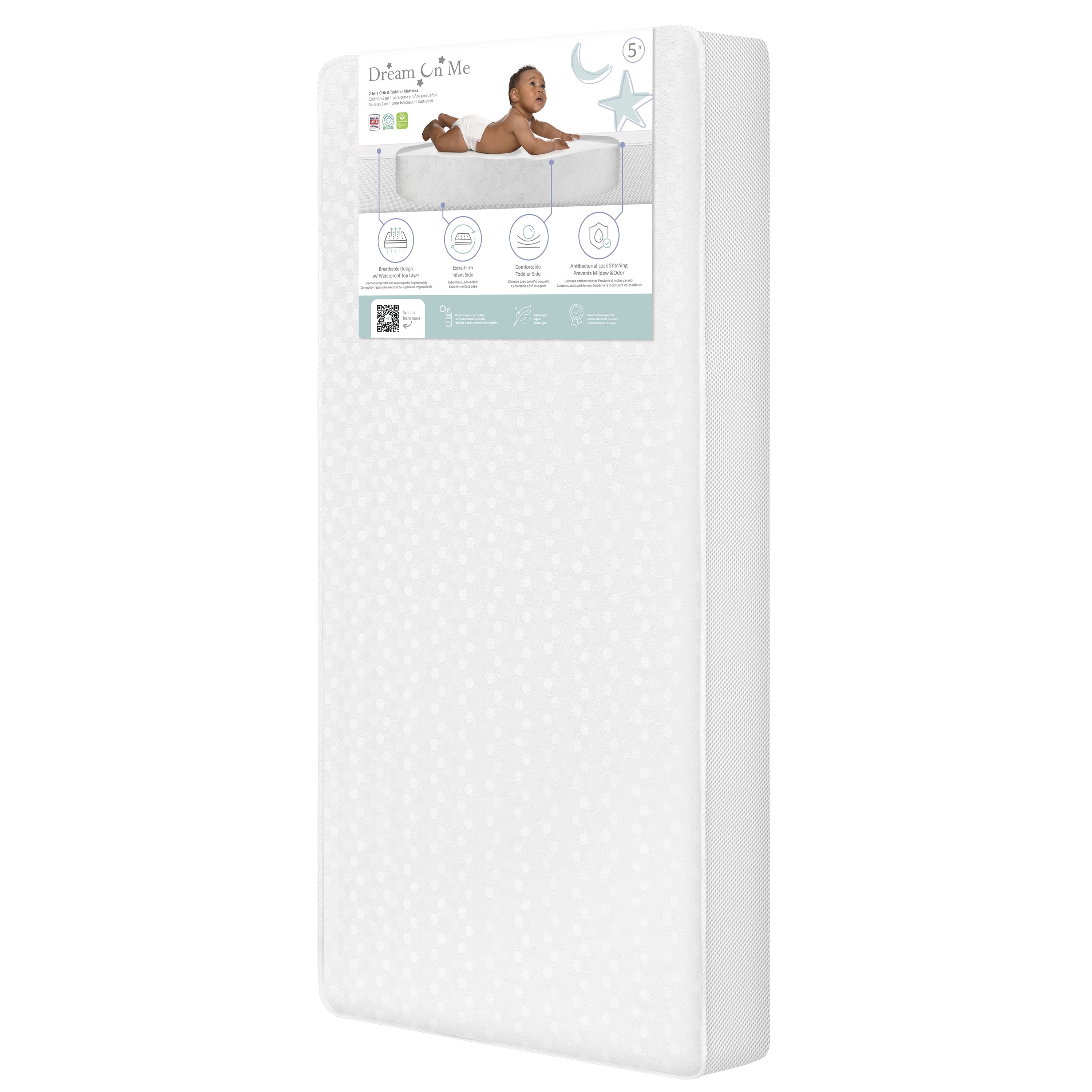 Dream on Me Breathable Orthopedic Firm Crib & Toddler Foam Mattress