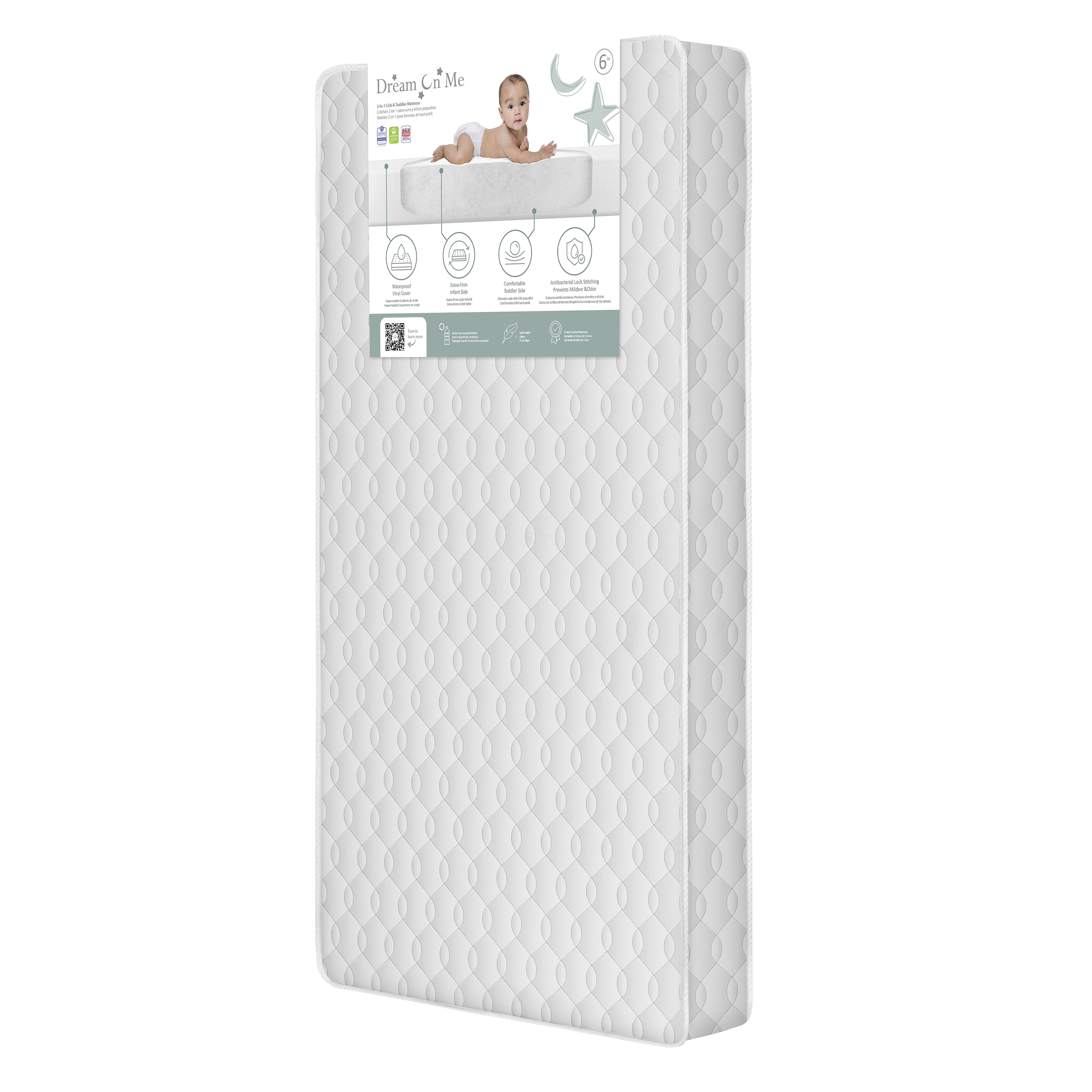 Dream on Me Carousel 6" Full-Size Firm Foam Crib & Toddler Bed Mattress