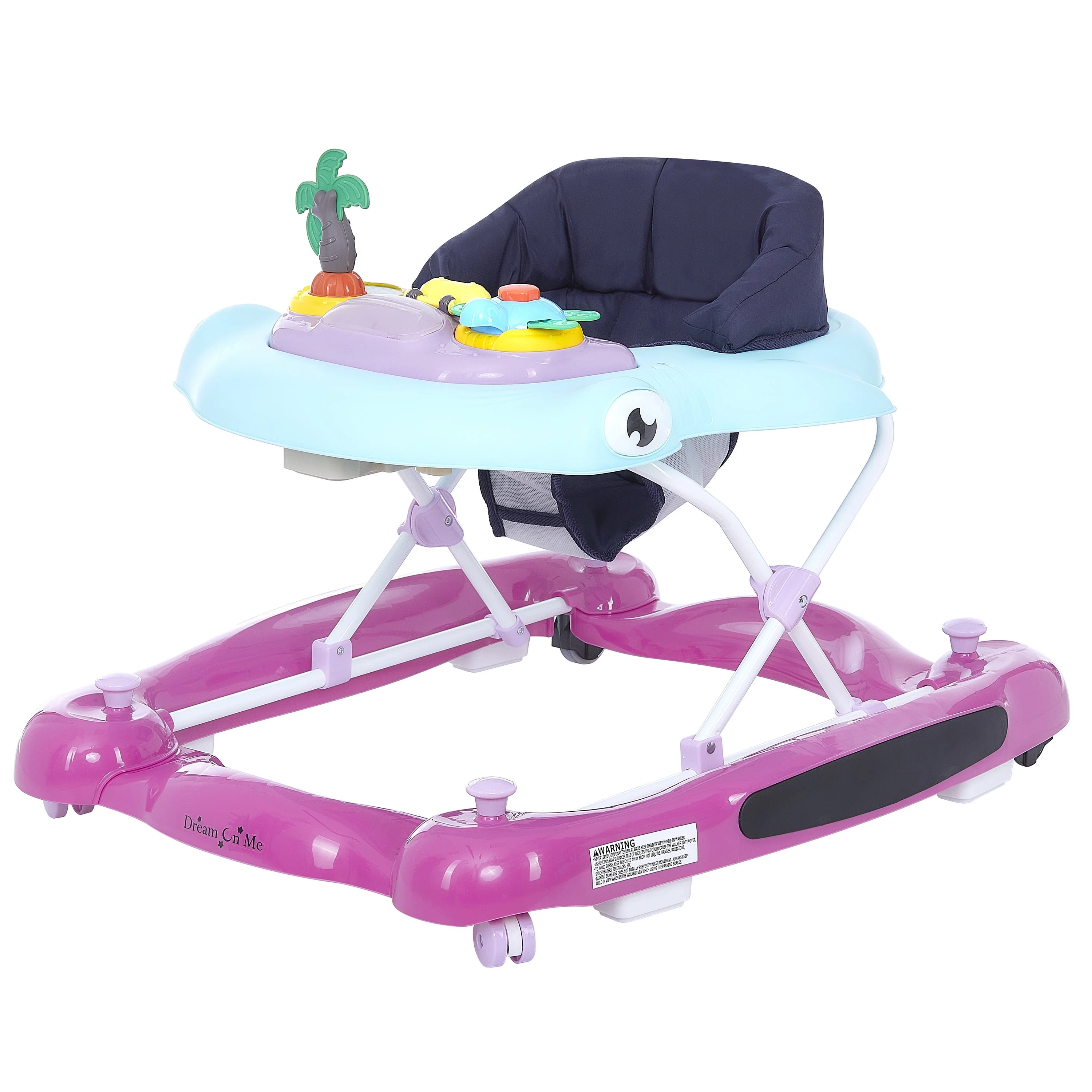 Dream on Me 2-in-1 Aloha Fun Activity Baby Walker in Purple Orchid, Easy to Fold and Store