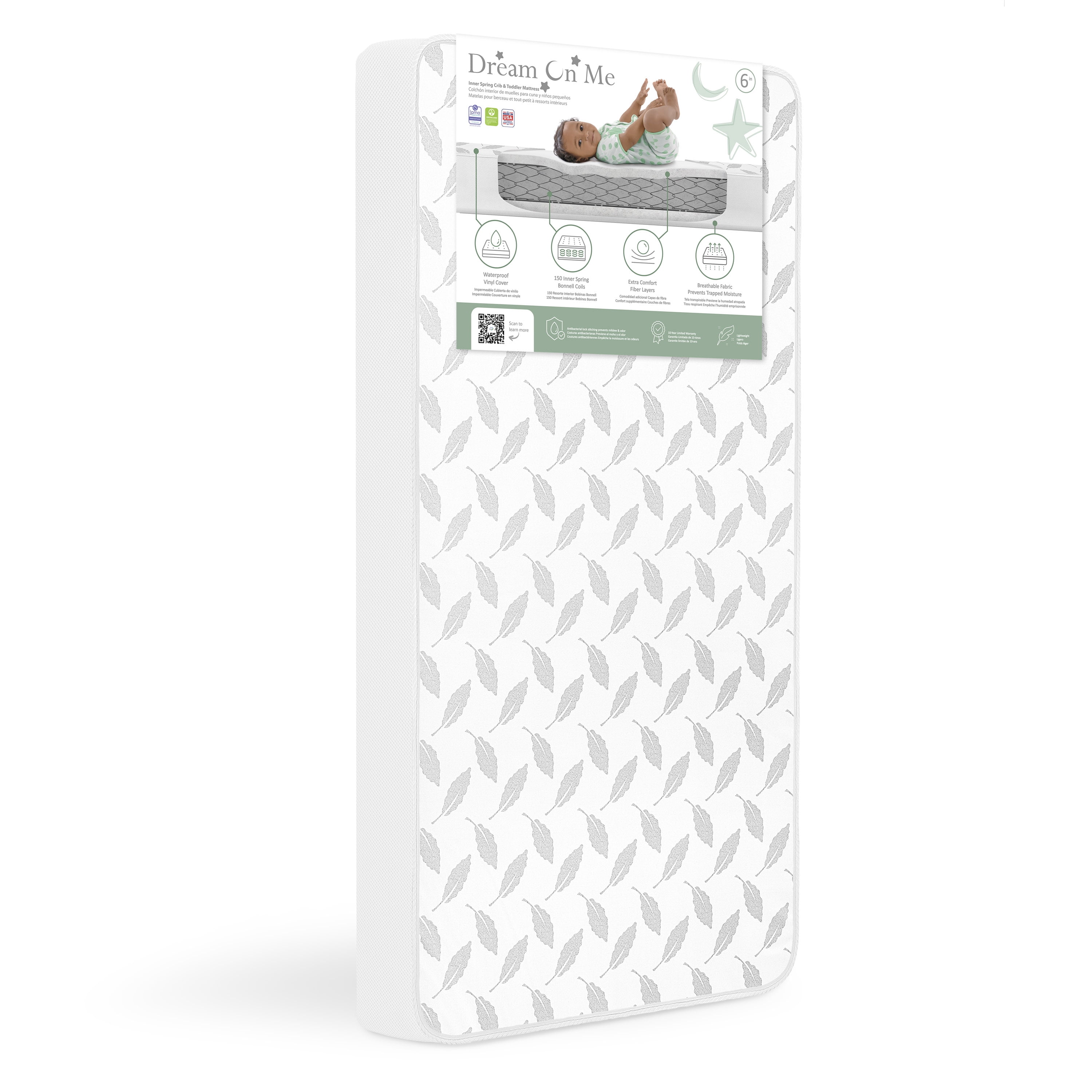 Dream on Me 2-in-1 Breathable 132 Premium Coil Inner Spring Standard Crib & Toddler Mattress