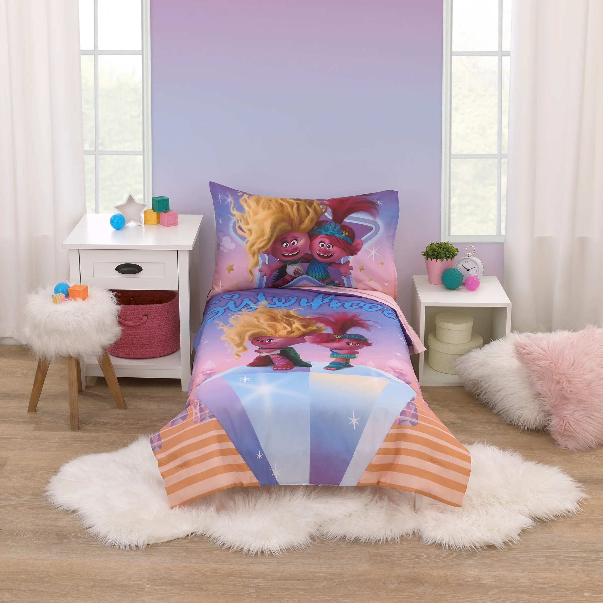 DreamWorks Trolls Glam Together 4 Piece Toddler Bed Set