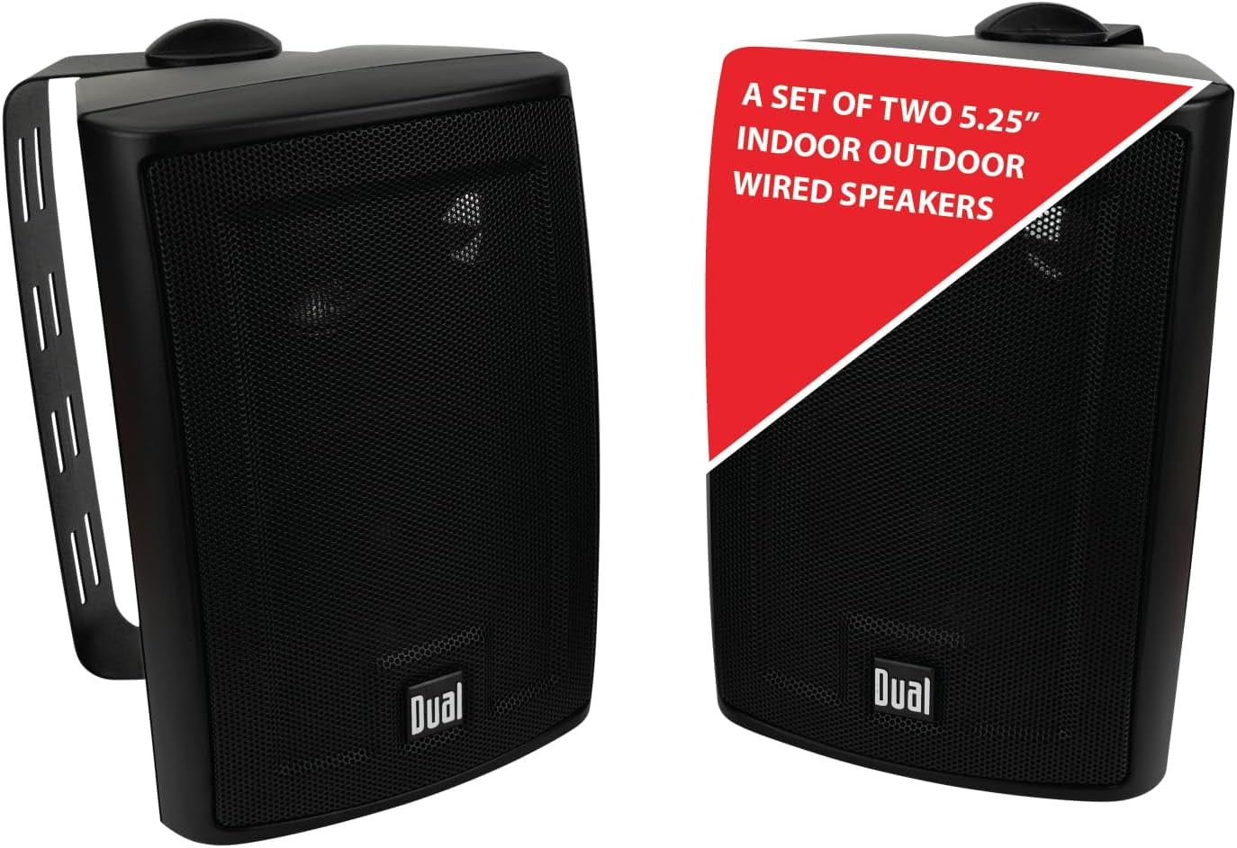 Dual Electronics LU53PB 5.25 inch 3-Way High Performance Outdoor Speakers Sold in Pairs, Black, New