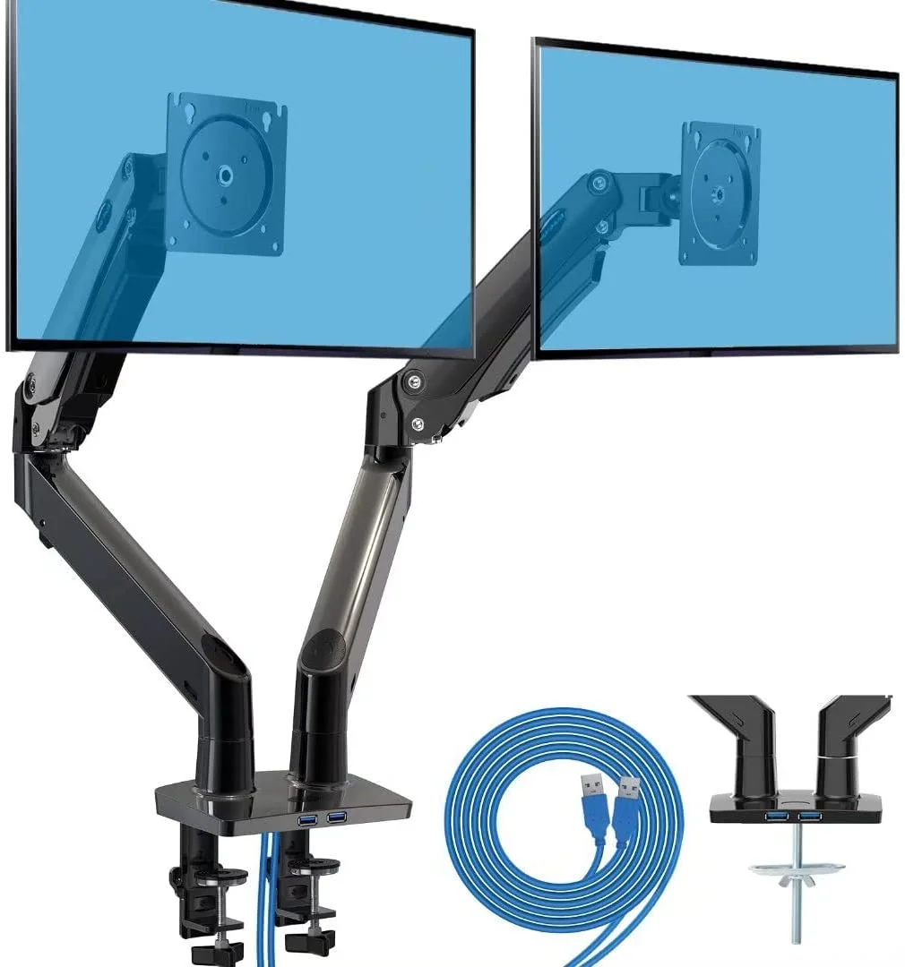 Dual Monitor Stand for 13-35 inch Screens, Computer Monitor Stand with USB, Hold up to 26.4 lbs