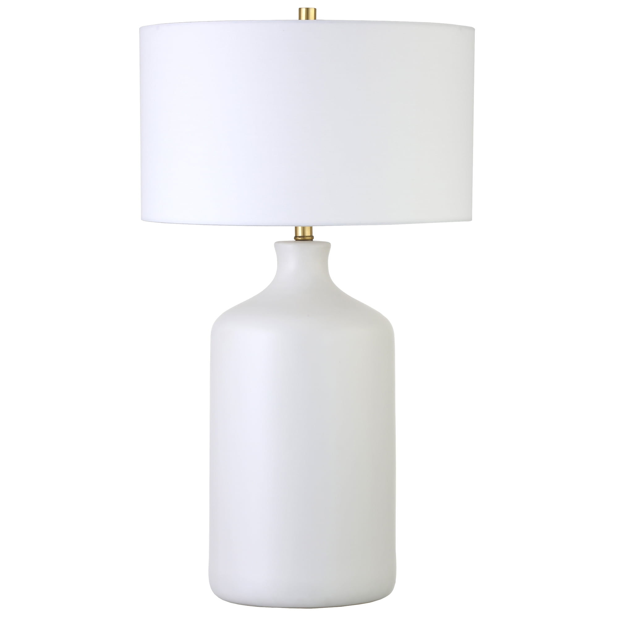 Evelyn&Zoe Sloane 29" Transitional Ceramic Table Lamp with White Drum Fabric Shade